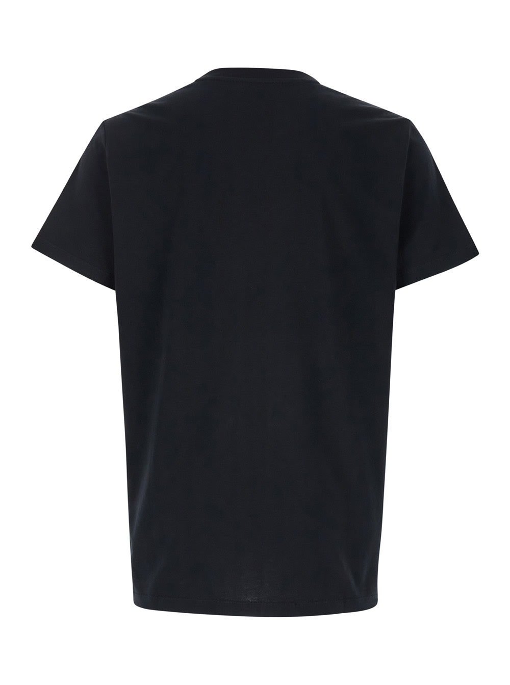 Shop Balmain Black Crewneck T-shirt With Logo Detail On The Front In Cotton Man