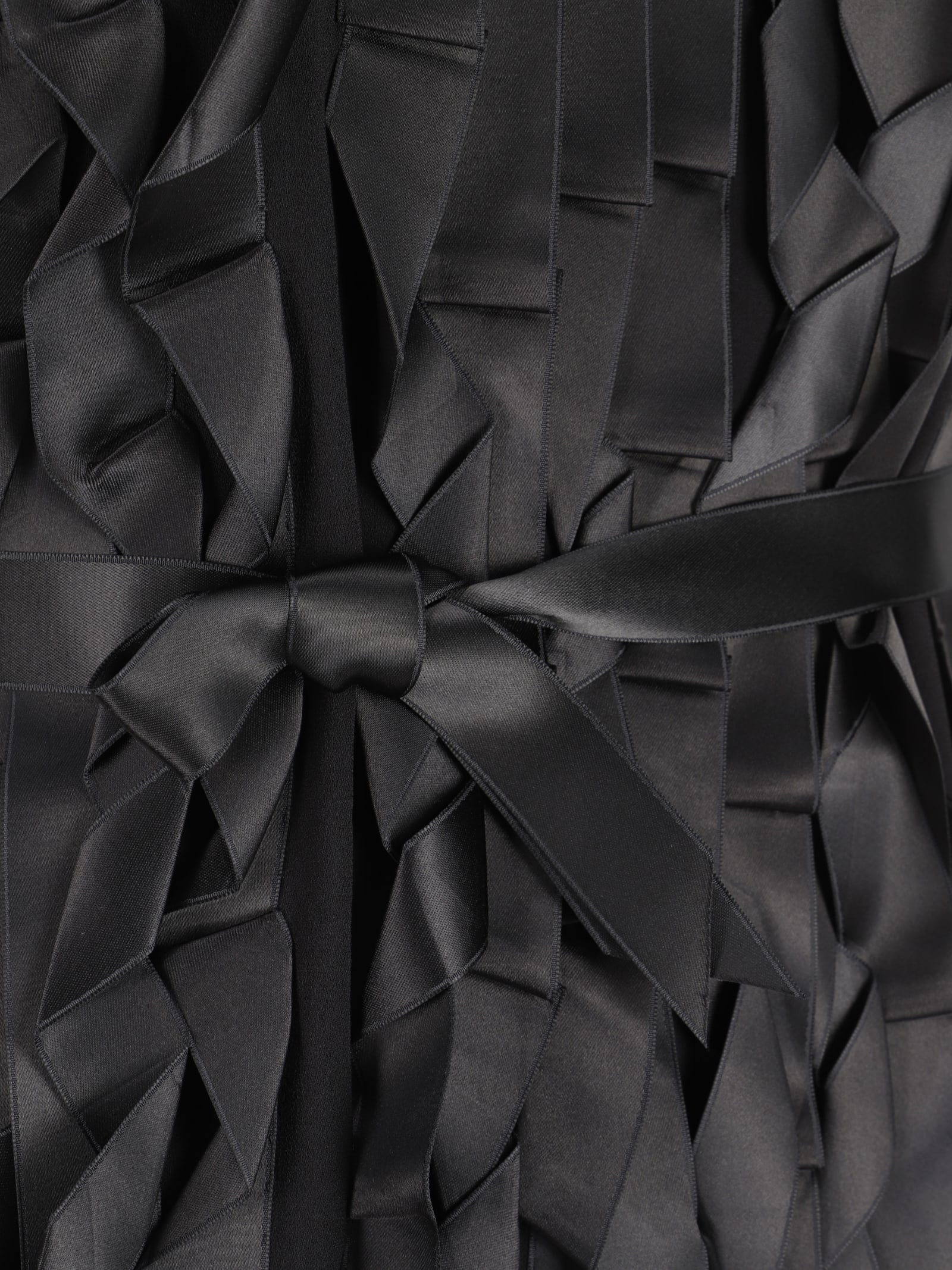 Prada Black Ribbon-detail Midi Dress In Nero