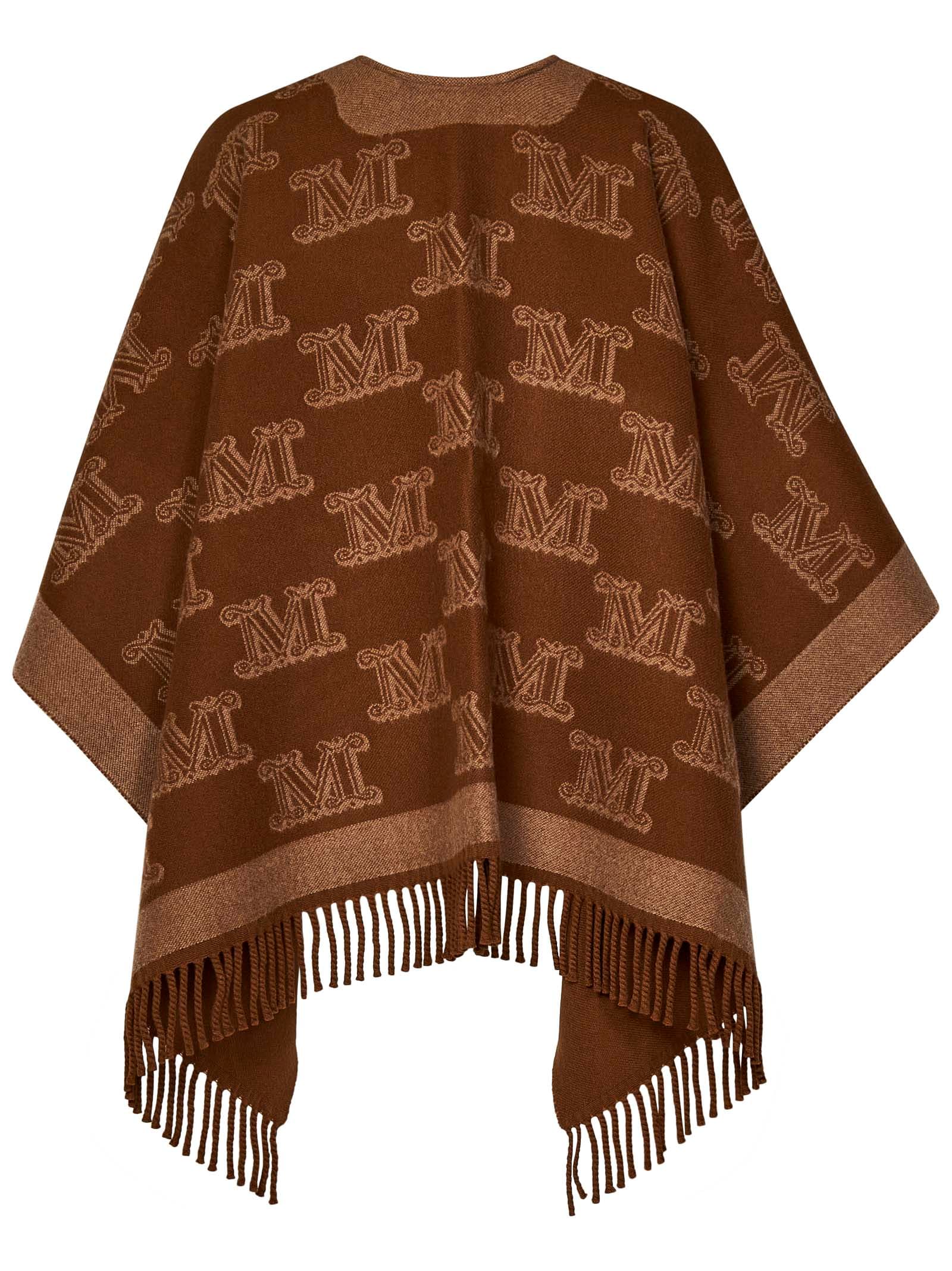 Max Mara Maxmara Studio Frine Cape In Brown
