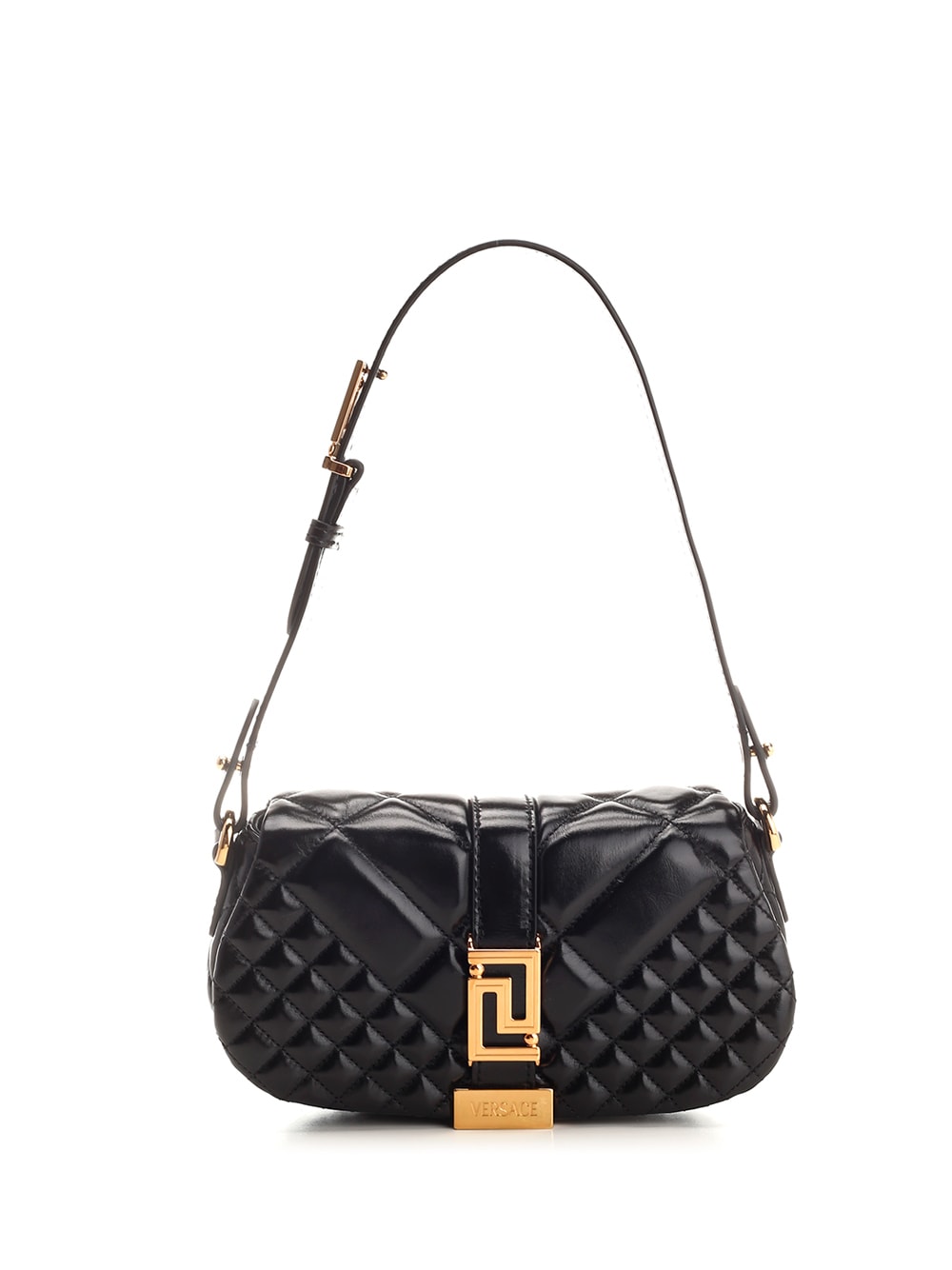 Shop Versace Greca Goddess Mini Handbag In Black