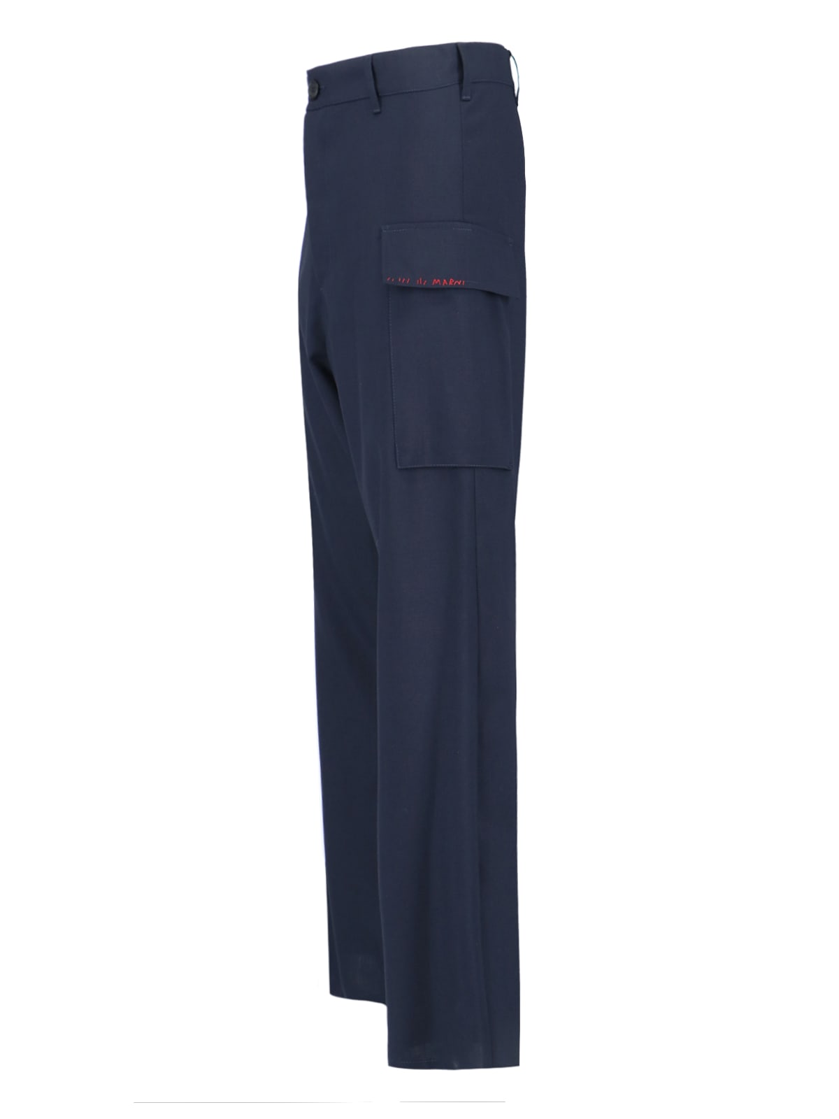 Shop Marni Virgin Wool Cargo Pants In Blue