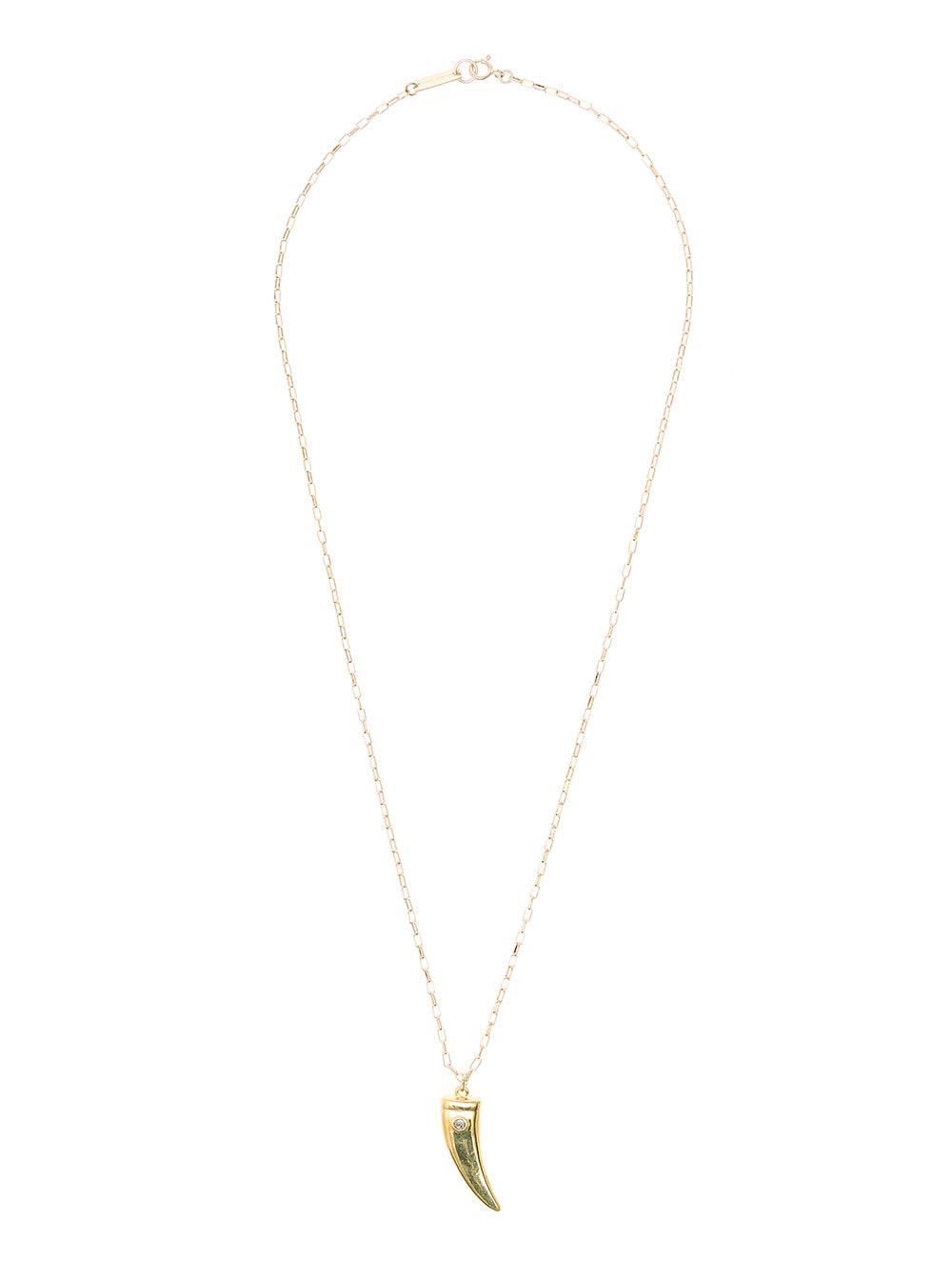 Isabel Marant Womans Long Metal Necklace With Gold Colored Horn Pendant