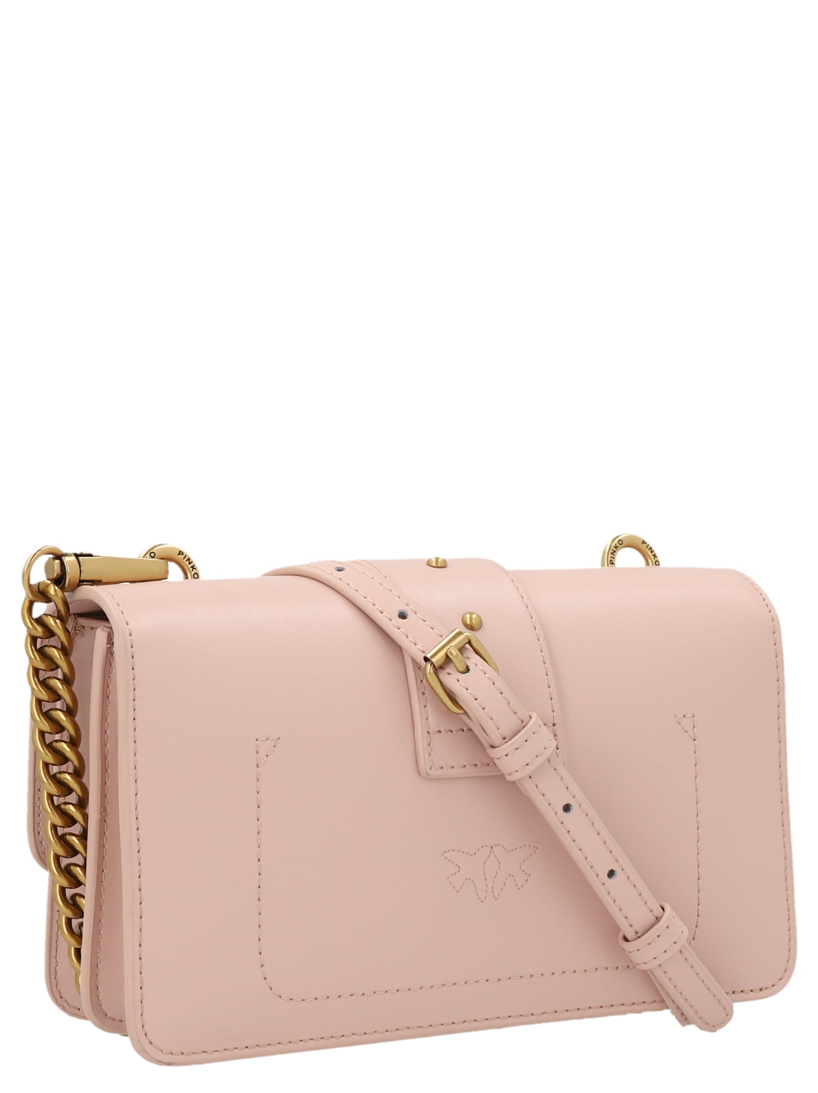 Shop Pinko Love One Mini Classic Crossbody Bag In Pink
