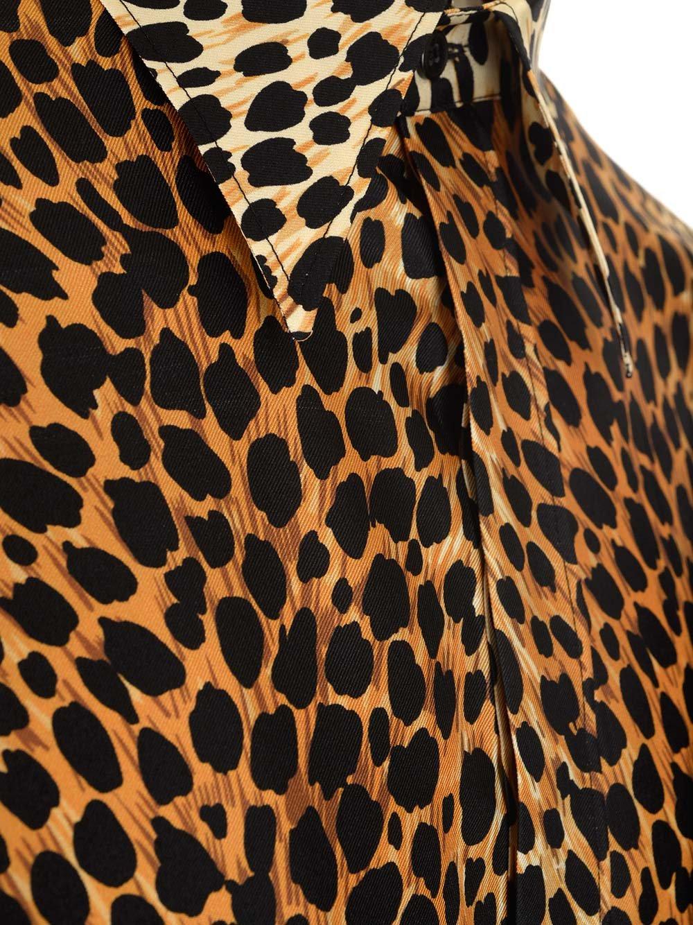 Dolce & Gabbana Silk Twill Martini-fit Shirt With Ocelot Print