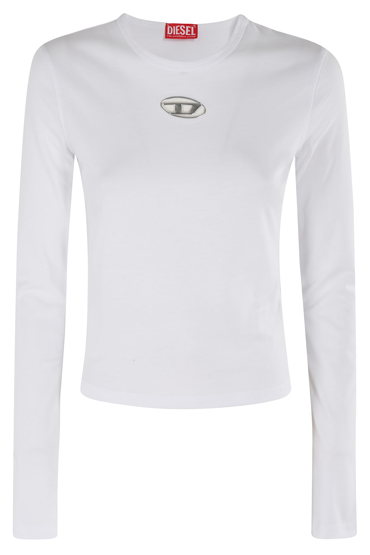 Diesel Long-sleeve Top With Oval D Cut-out In White