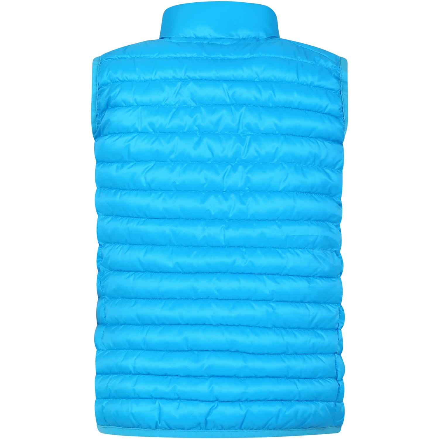 Shop Save The Duck Blue Fluo Vest For Boy With Logo In Light Blue