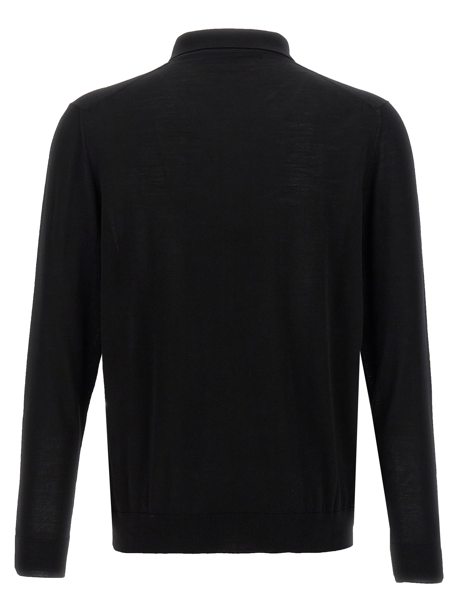 Shop Kiton Wool Polo Shirt In Black