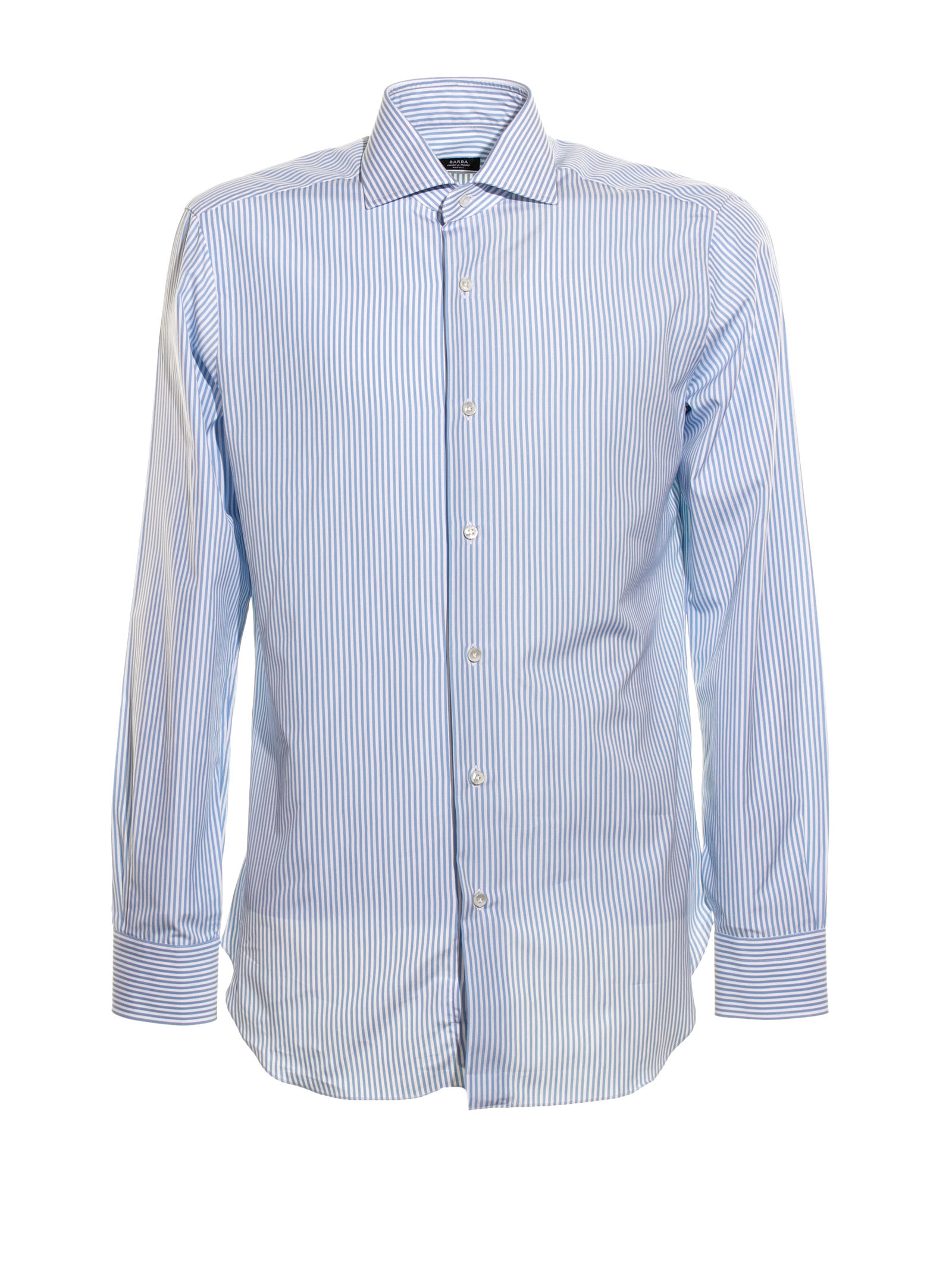 Barba Napoli Fine Striped Shirt In Bianco/blu