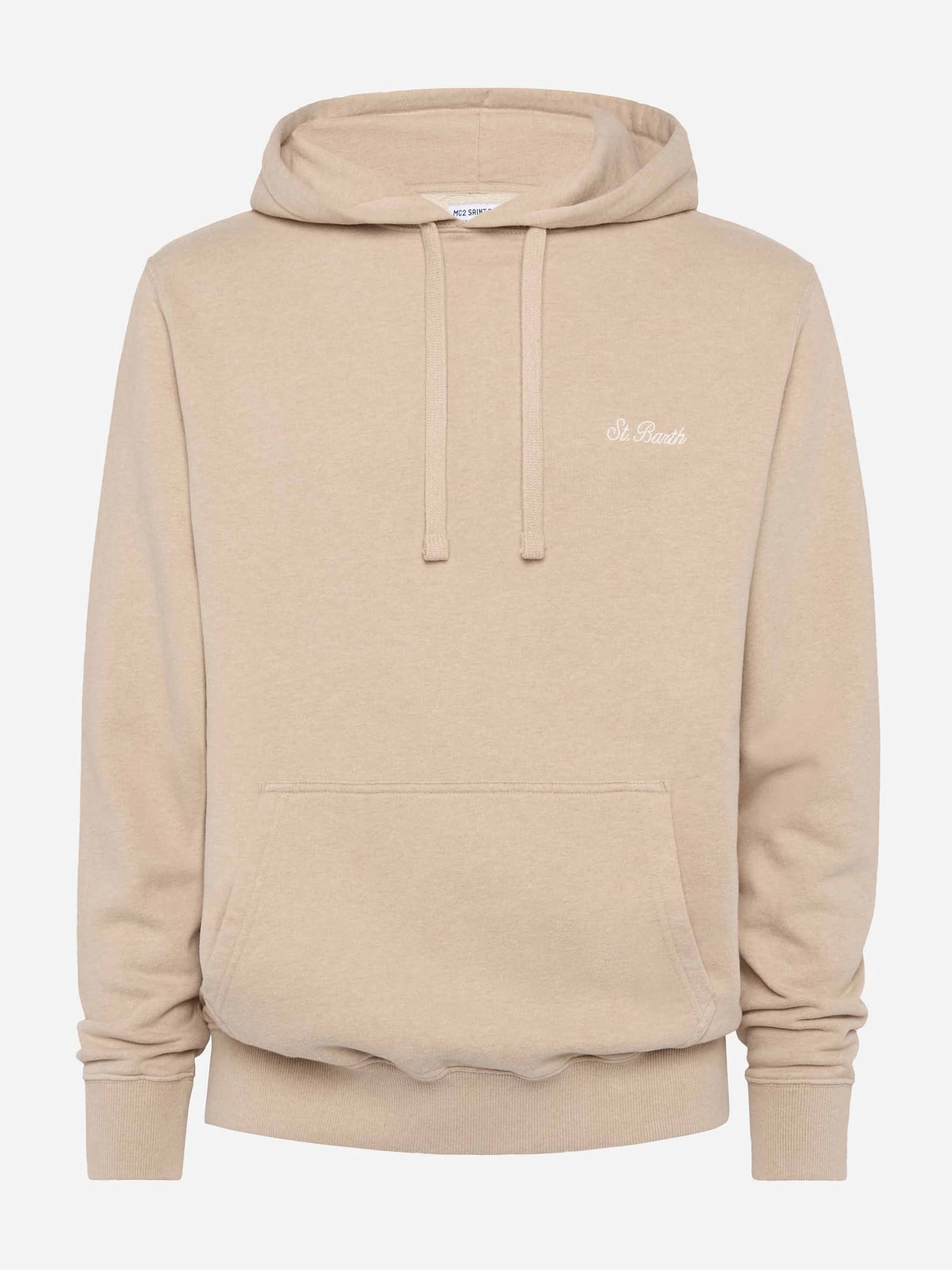 Mc2 Saint Barth Logo-embroidered Knitted Hoodie In White