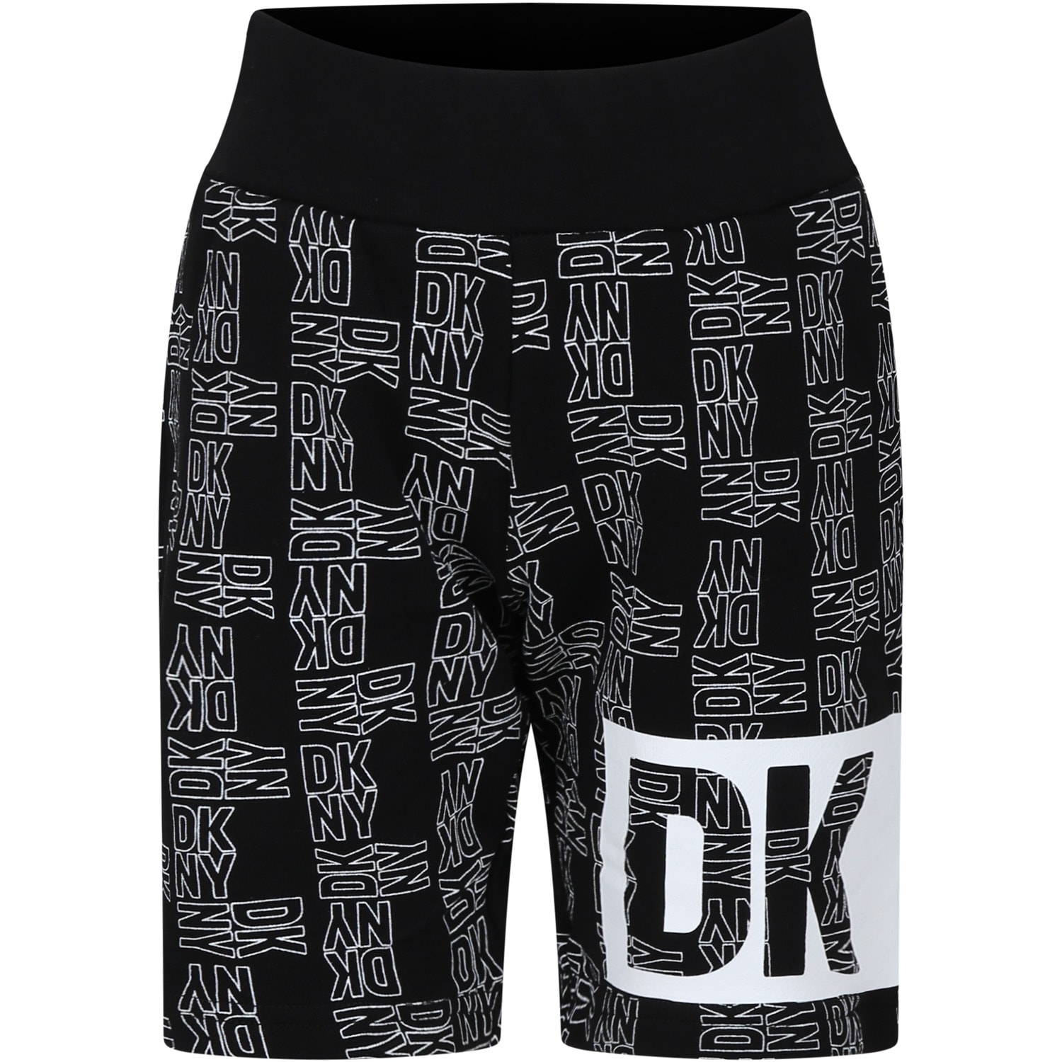 DKNY Black Shorts For Kids With Logo