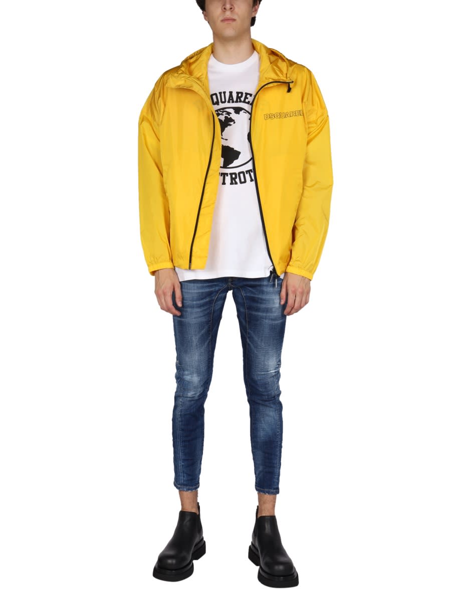 Shop Dsquared2 Windbreaker With Logo In Yellow