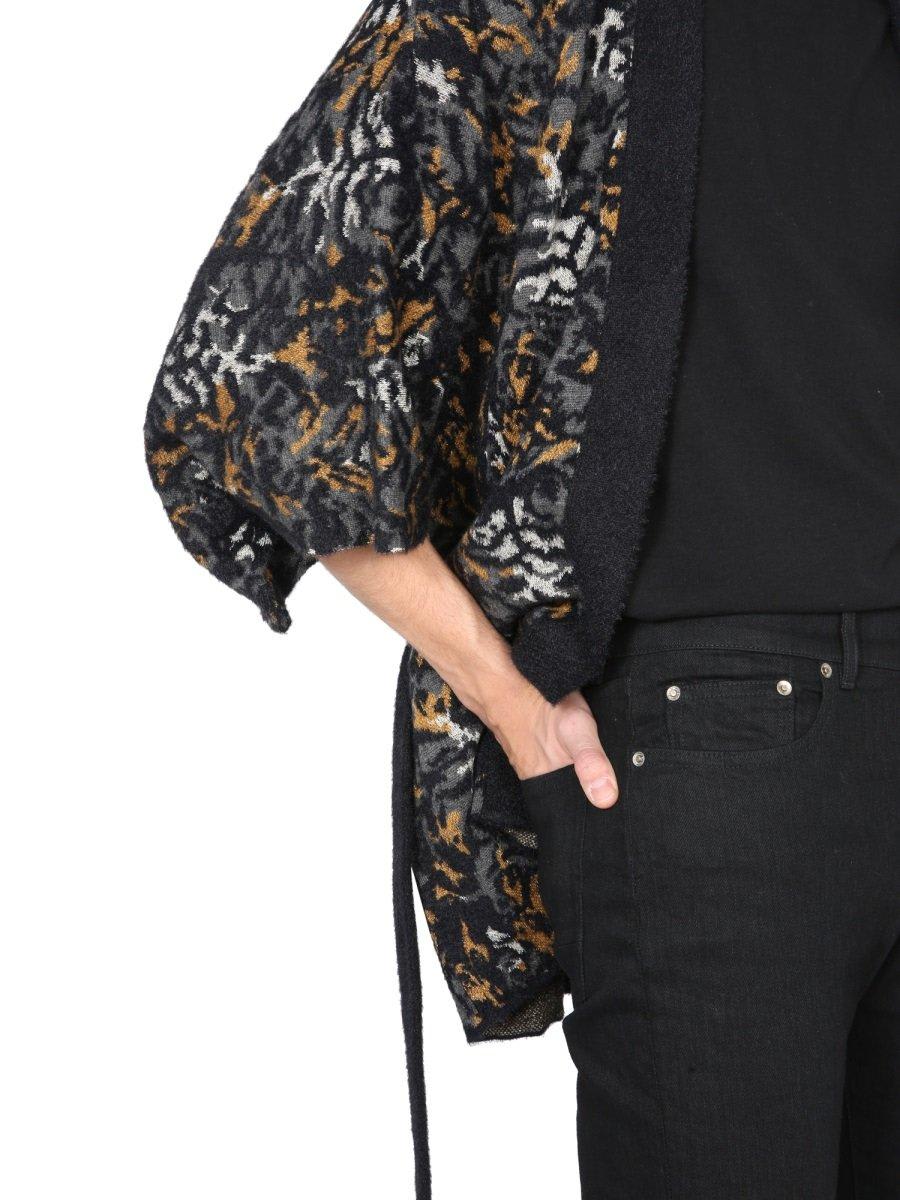 Saint Laurent Jacquard Knit Kimono In Animalier