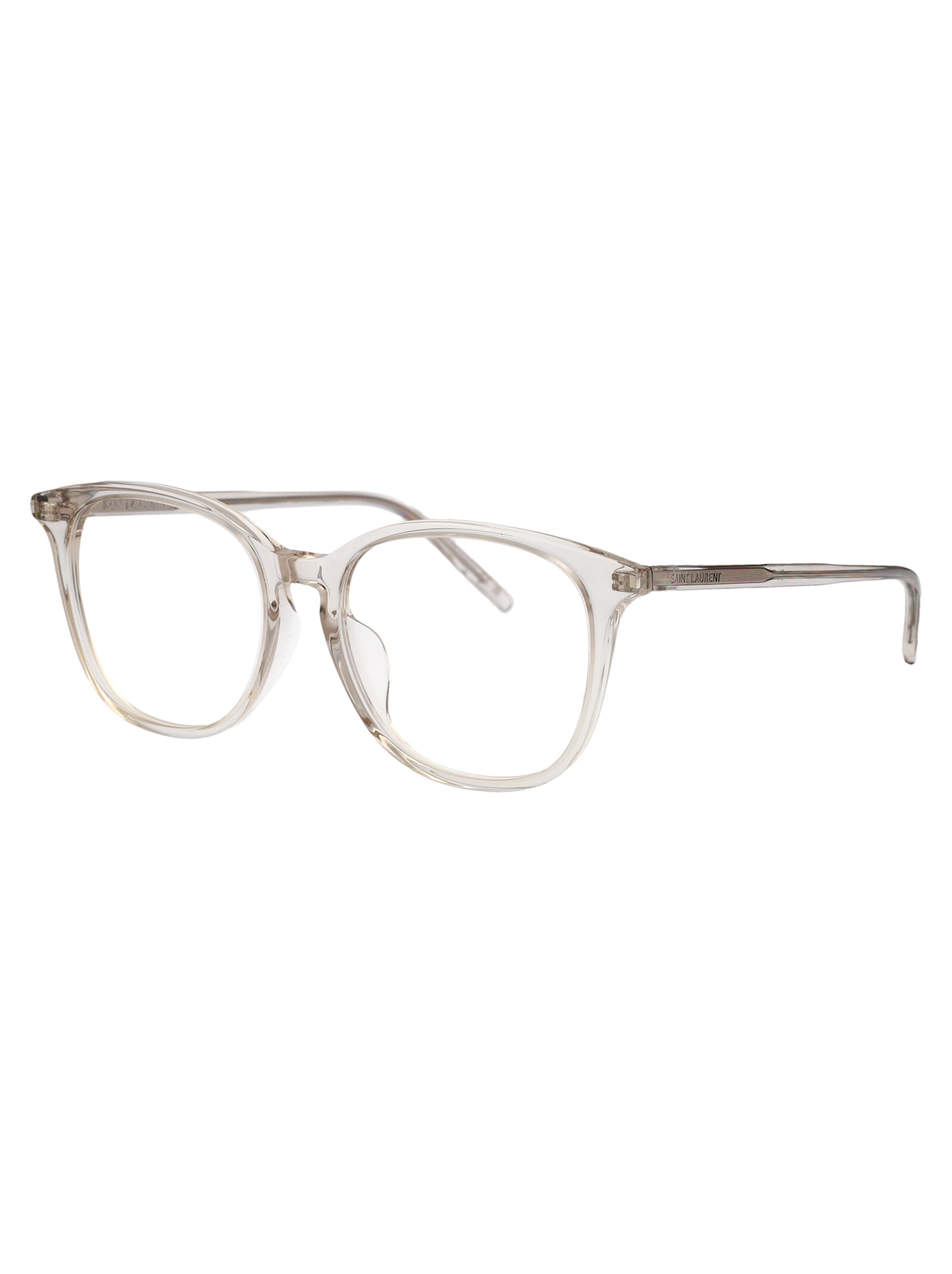 Saint Laurent Beige-beige-transparent Acetate Glasses In White