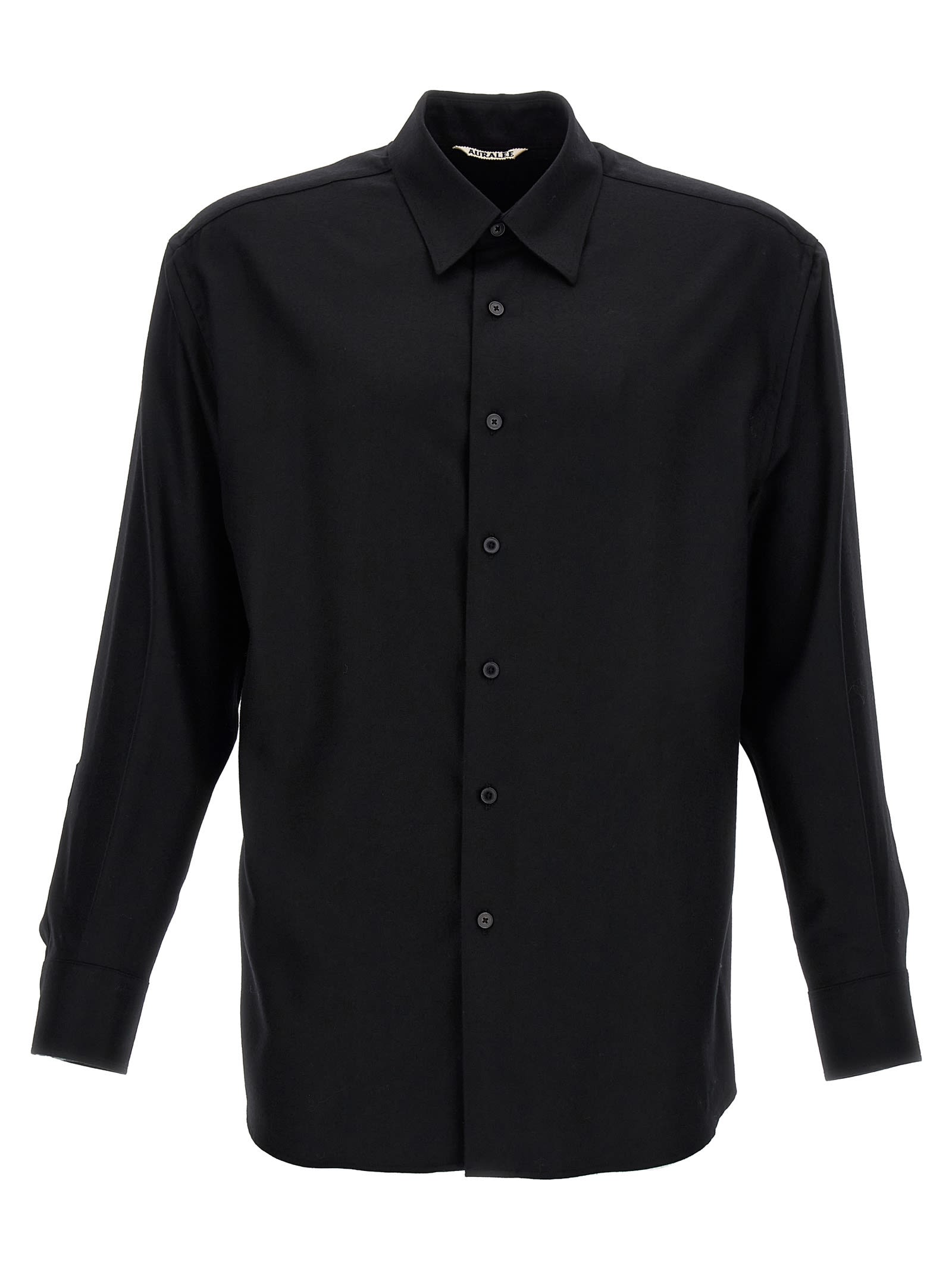 Shop Auralee Wool Shirt In Black