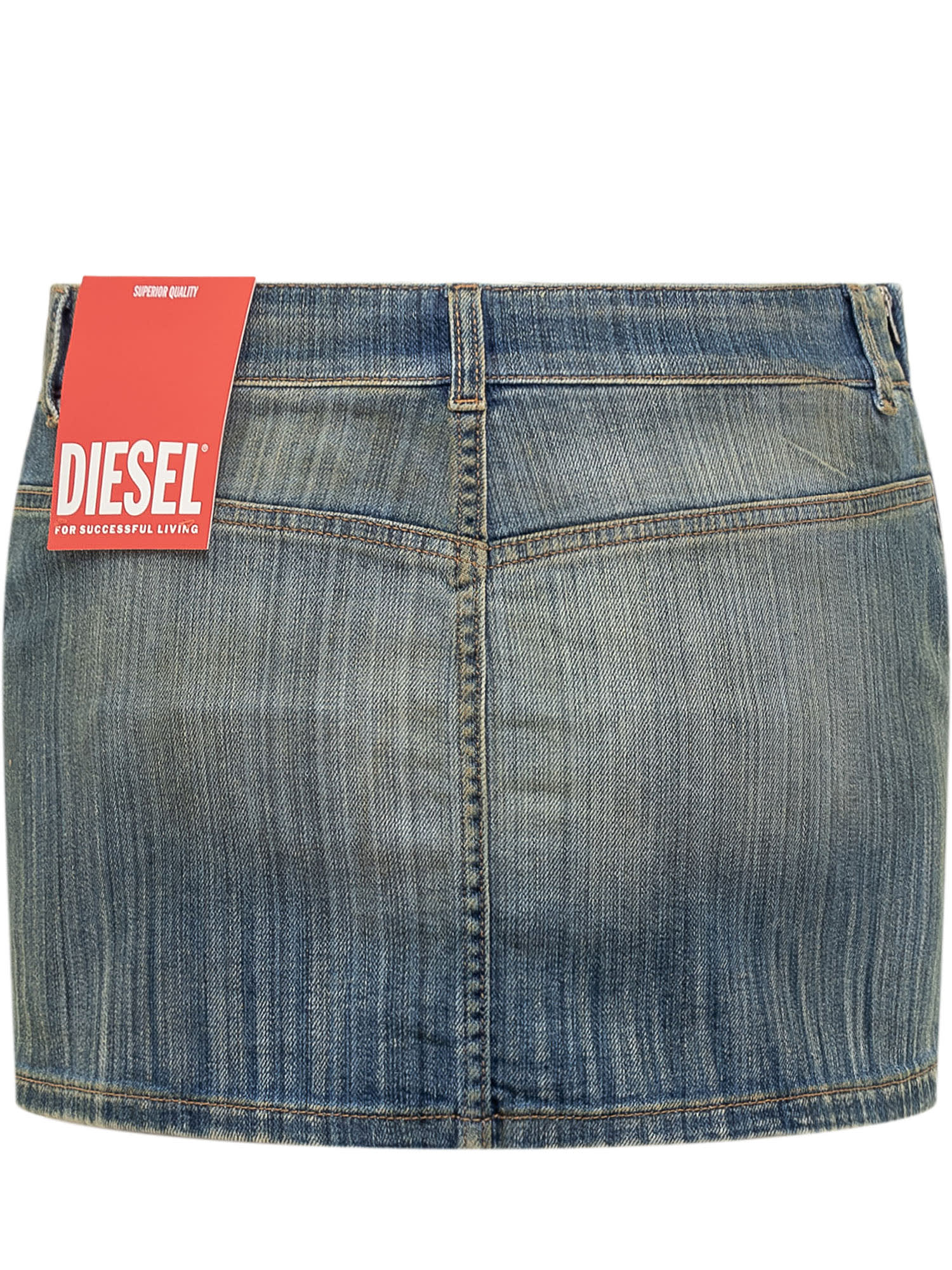 Shop Diesel Denim Miniskirt With Logo