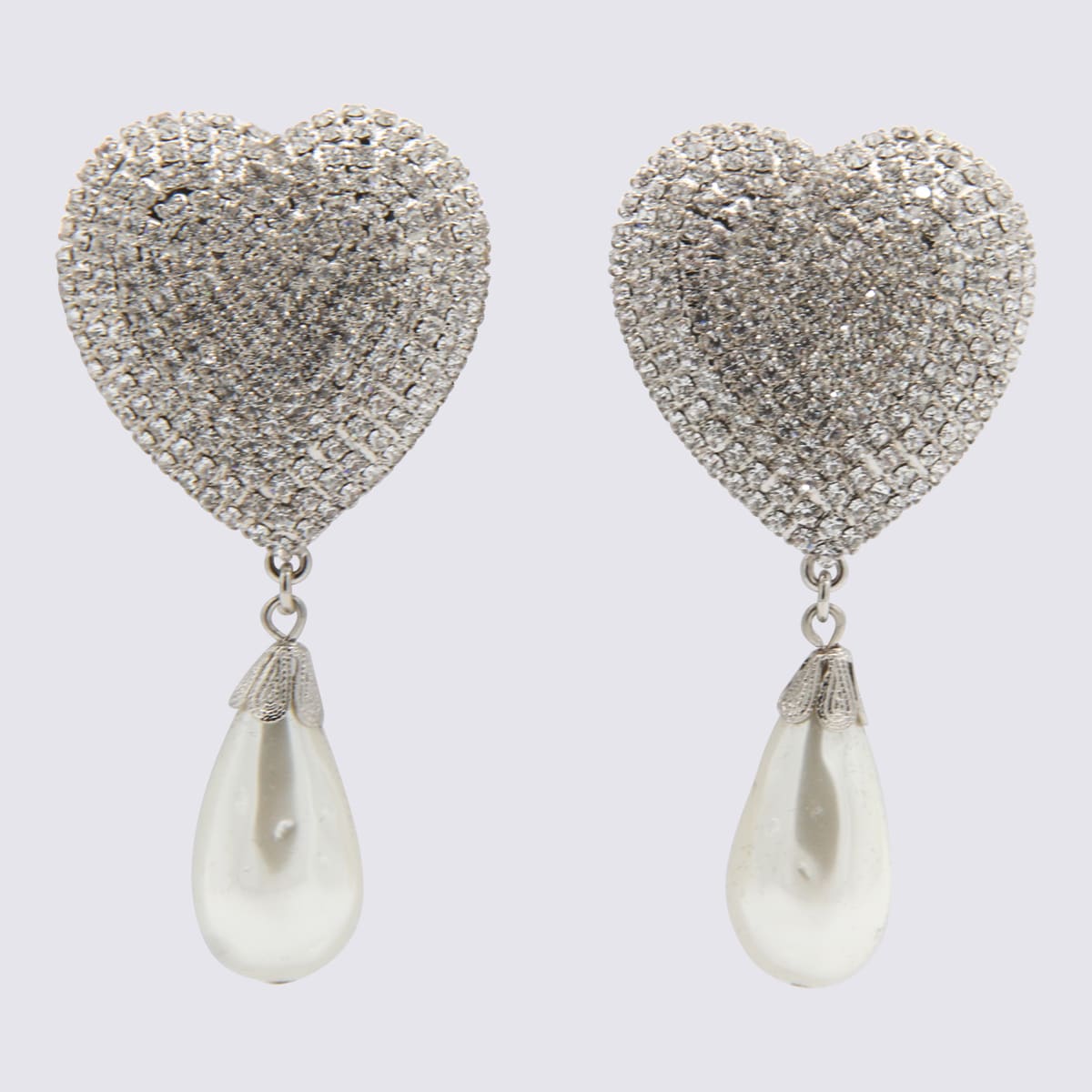 Shop Alessandra Rich Silver-tone Brass Earrings In Cry-silver