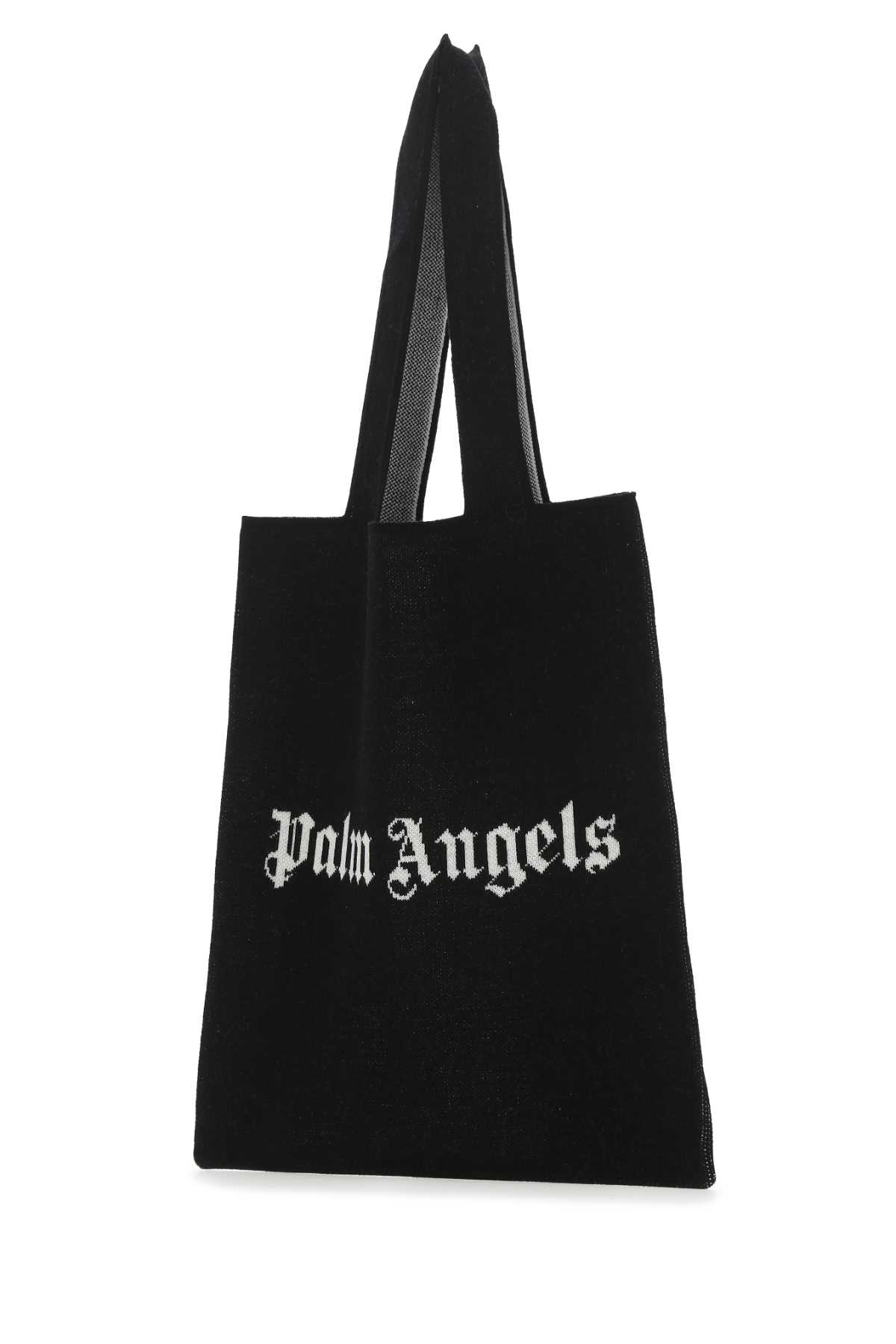 Shop Palm Angels Black Wool Blend Shopping Bag In 1001