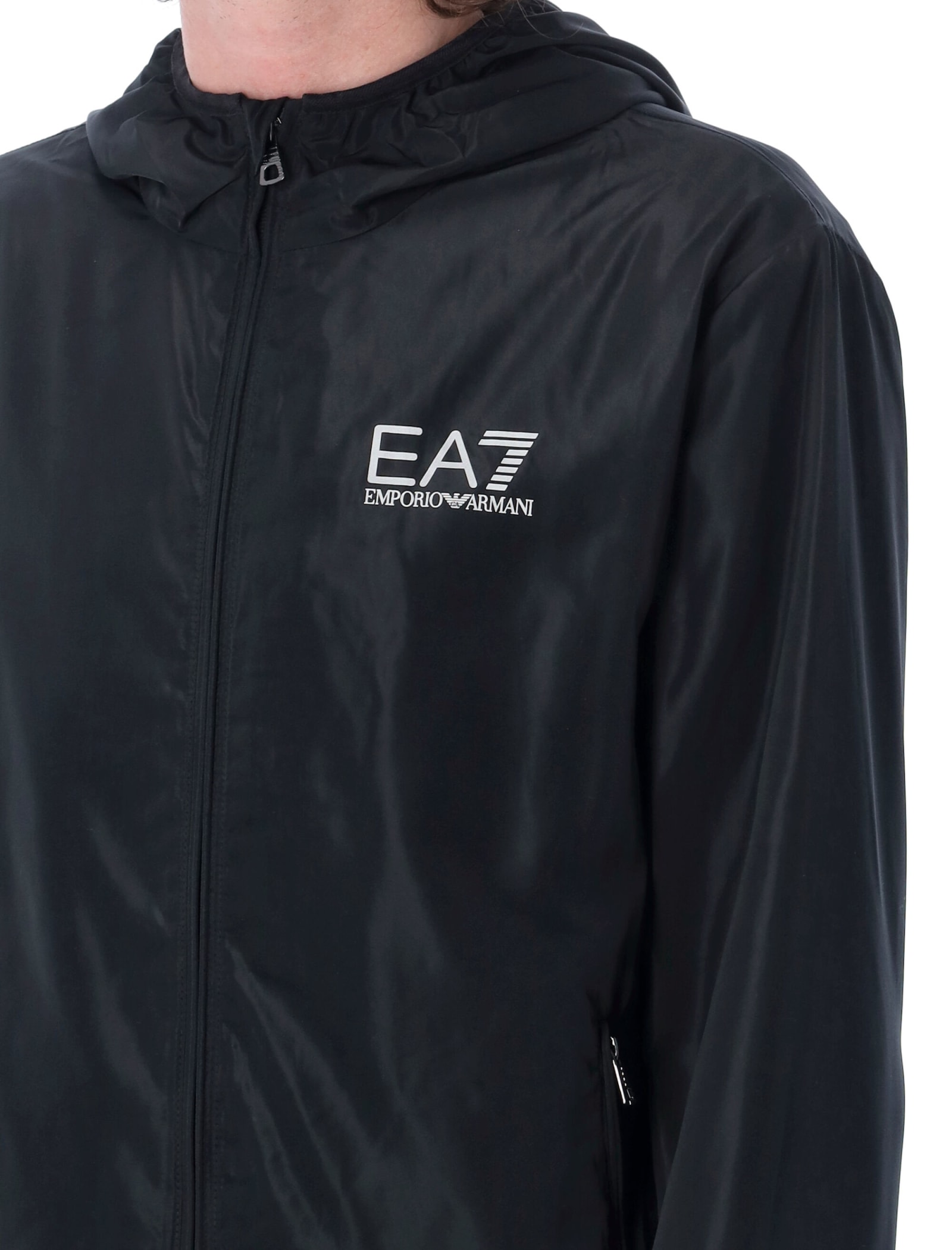 Ea7 Core Identity Hooded Blouson In Black