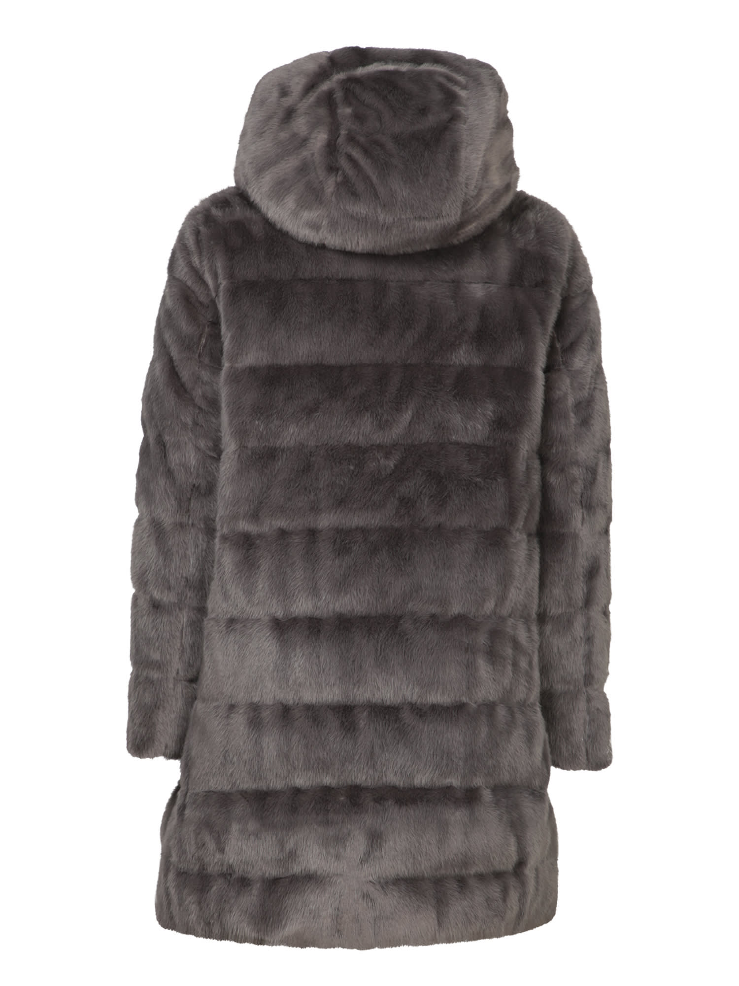 Shop Herno Ashape Fur Grey Down Jacket