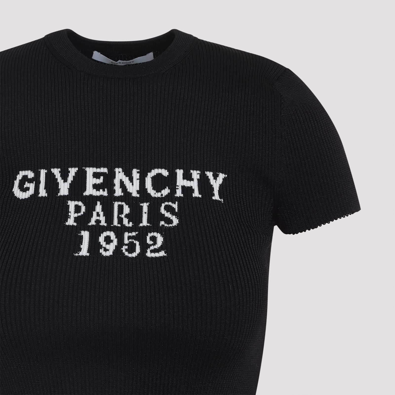 Givenchy Short-sleeved Knitted Cropped Top In Black