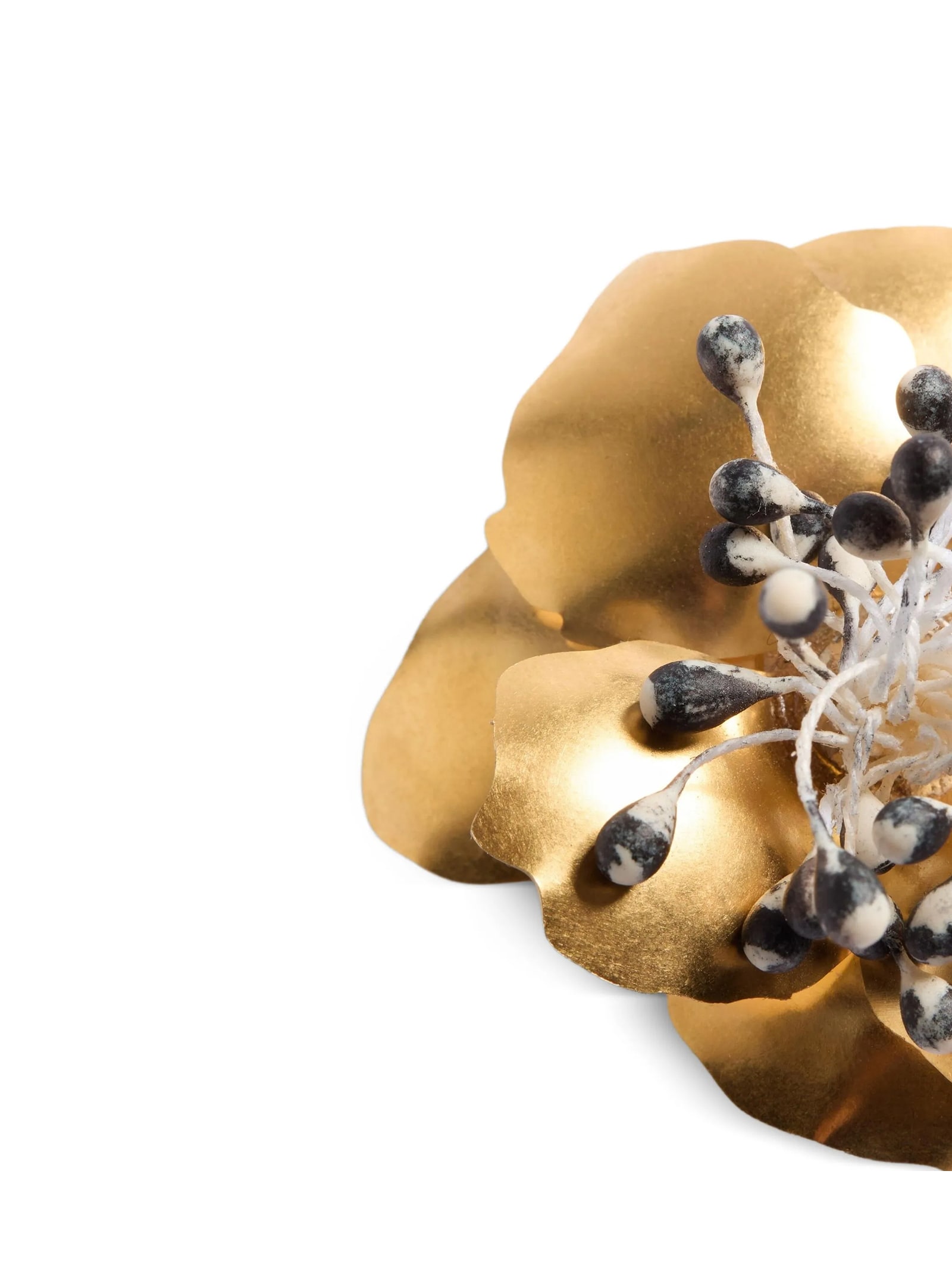 Valentino Small Floral Brooch Metallic Finish In Gold