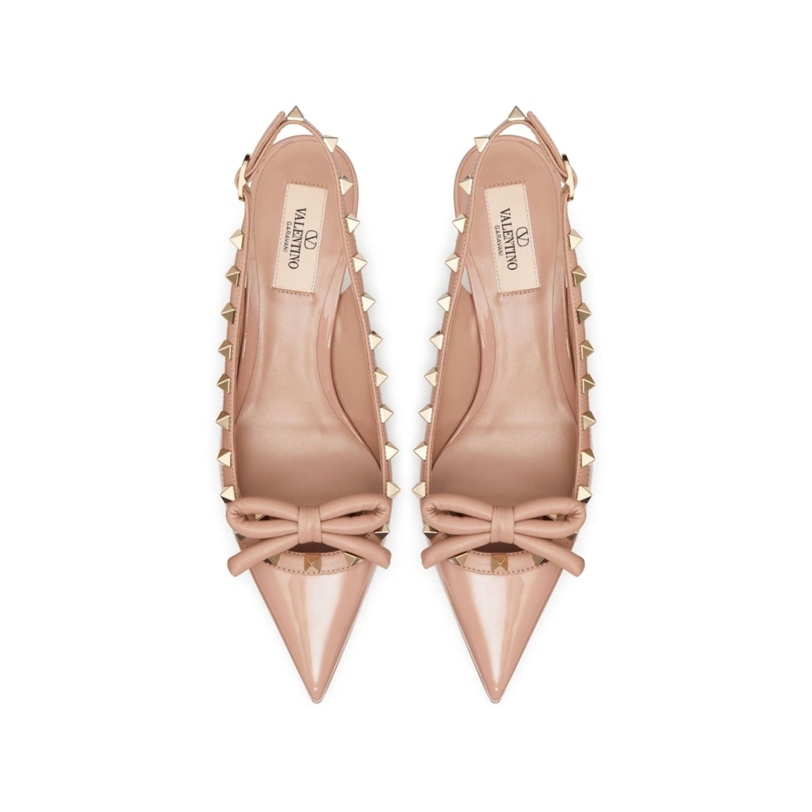 Shop Valentino Rockstud Bow 60 Slingback Pumps In Beige