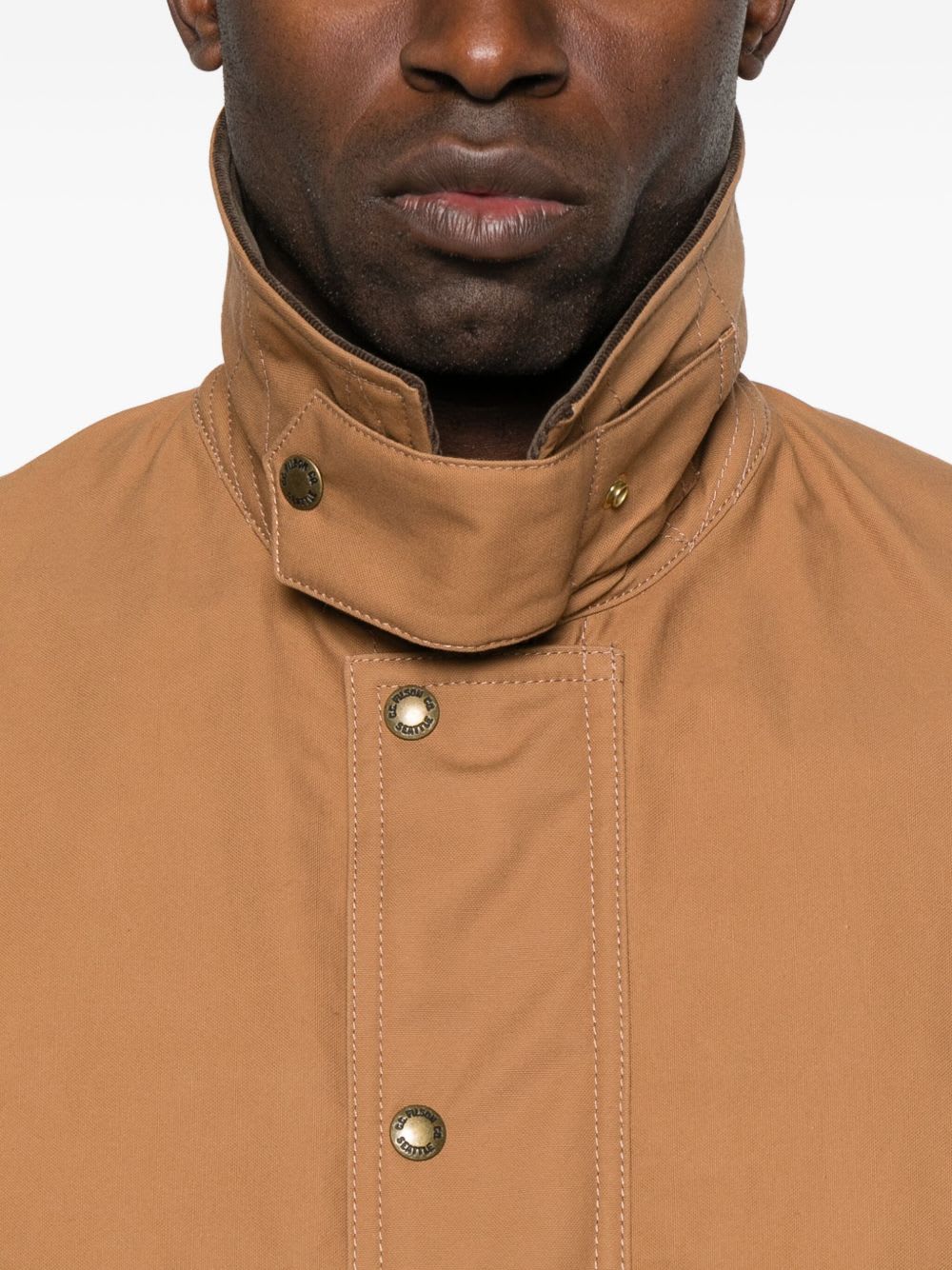 Junya Watanabe Cotton Canvas Jacket With Wool Back Insert And Corduroy Collar In Brown