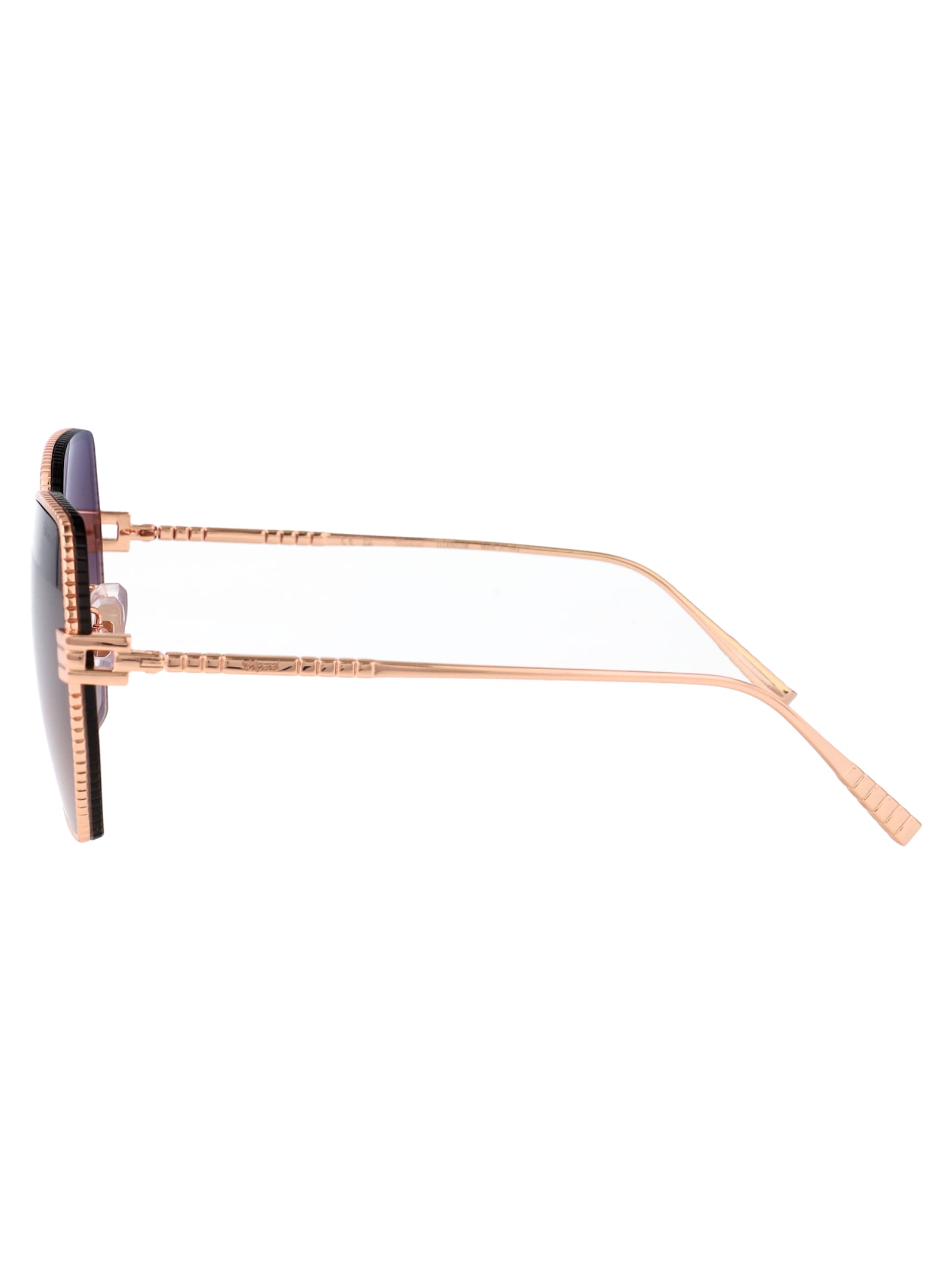 Chopard Oro Ramato Lucido Titanium Sunglasses In Gold