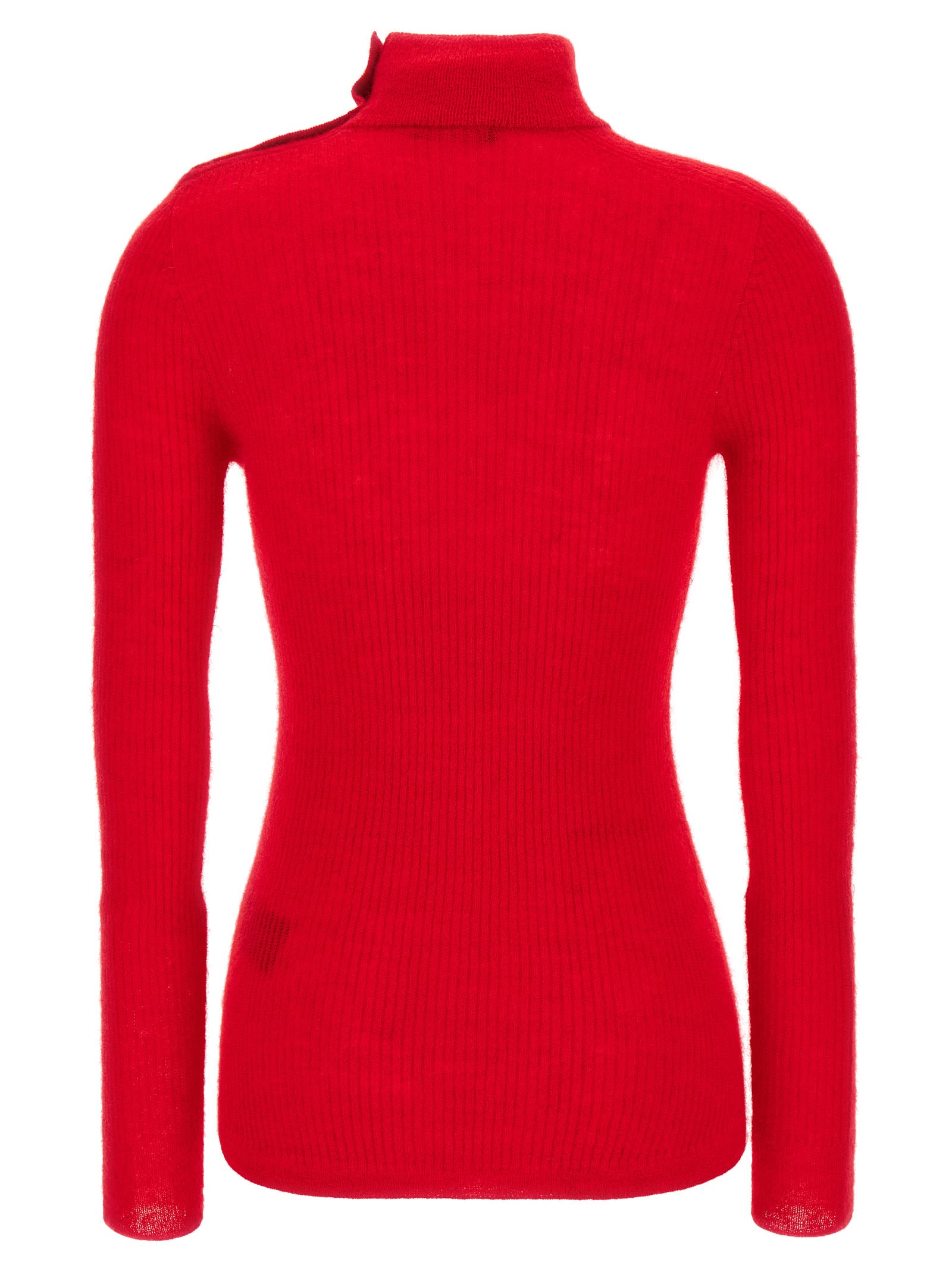 Shop Balmain Mohair Button Sweater In Red