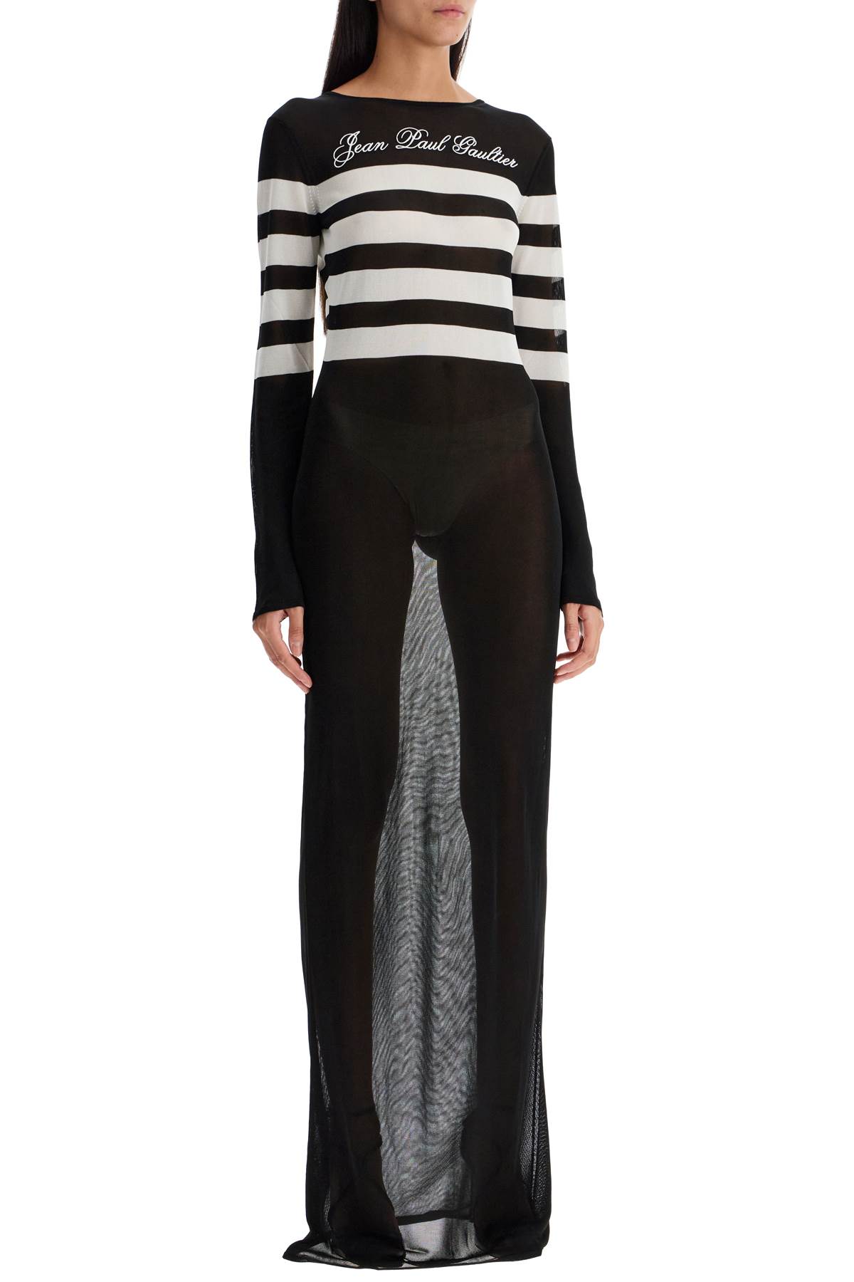 Shop Jean Paul Gaultier Signature Striped Knit Sailor Dress In Black/white (black)