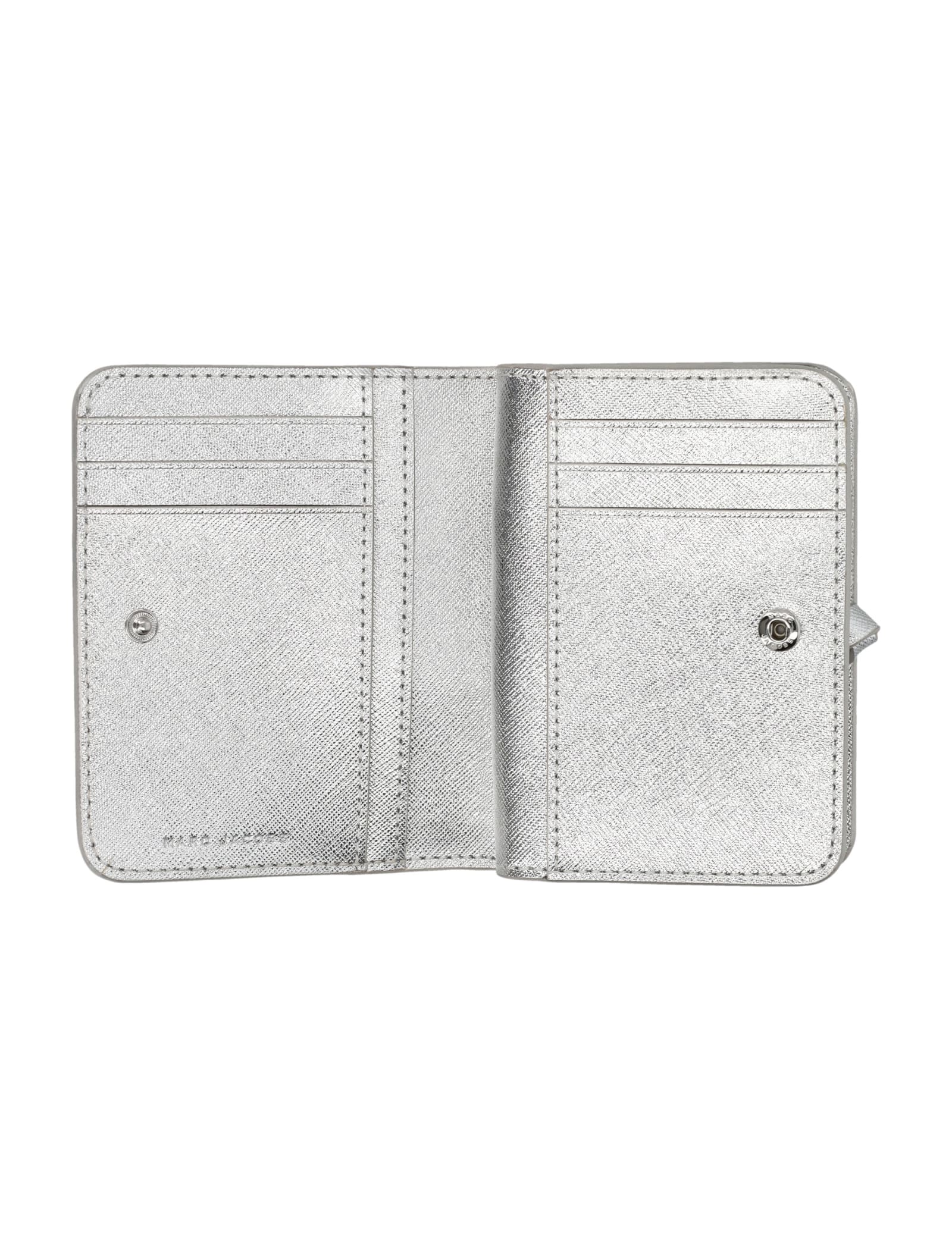 Marc Jacobs The Mini Compact Wallet In Silver
