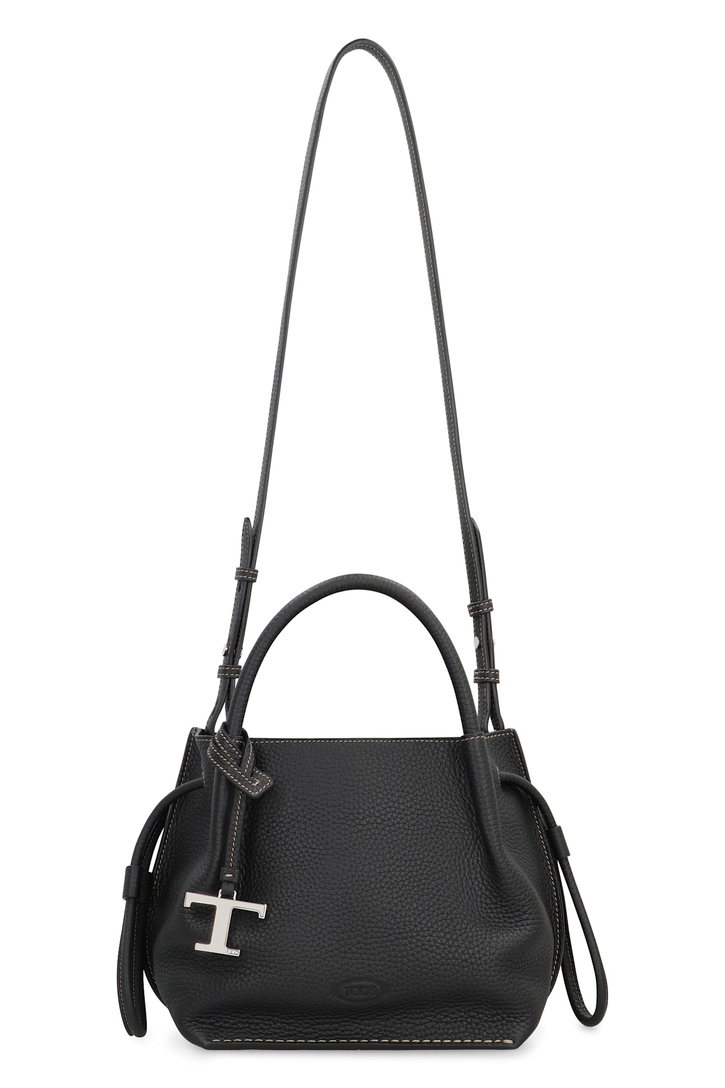 Tod's Black Shoulder Bag With Two Top Handles And Drawstring Closure In Black