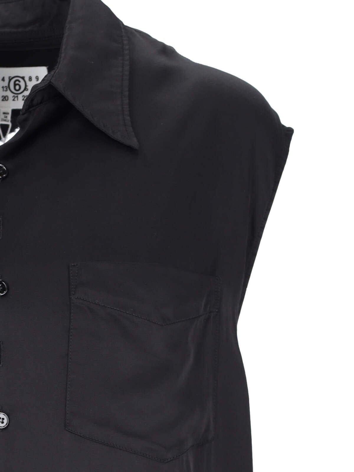 Shop Mm6 Maison Margiela Cut Out Detailed Sleeveless Shirt In Nero