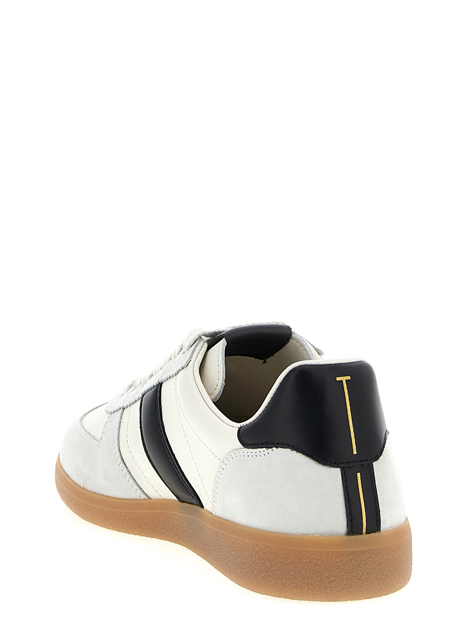 Tom Ford Archer White Low Top Sneakers With Logo Lettering On Tongue And Heel And Contrasting Heel In Leather In Gray