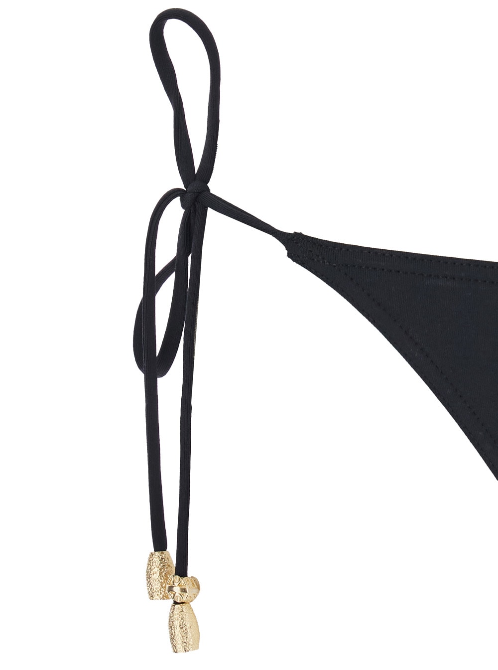 Eres Exquise Black Bikini Bottoms With Beaded Embellishments And Adjustable Tie Closure In Tech Fabric St In Black