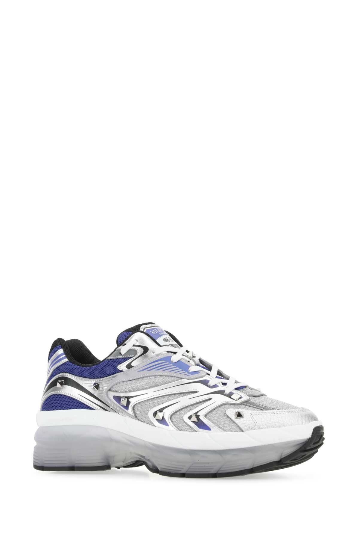 Shop Valentino Two-tone Leather And Fabric Low-top Ms-2960 Sneakers In Jfl