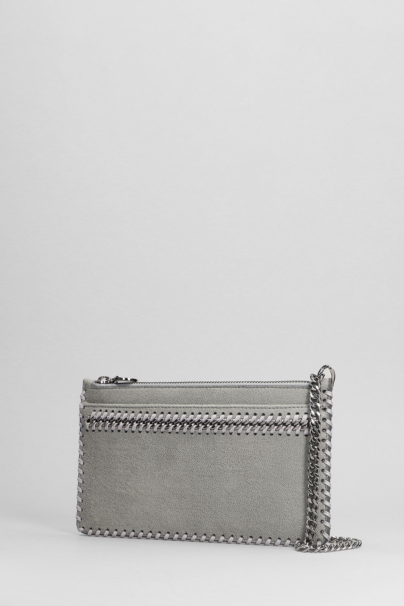 Shop Stella Mccartney Falabella Clutch Clutch In Grey Polyester