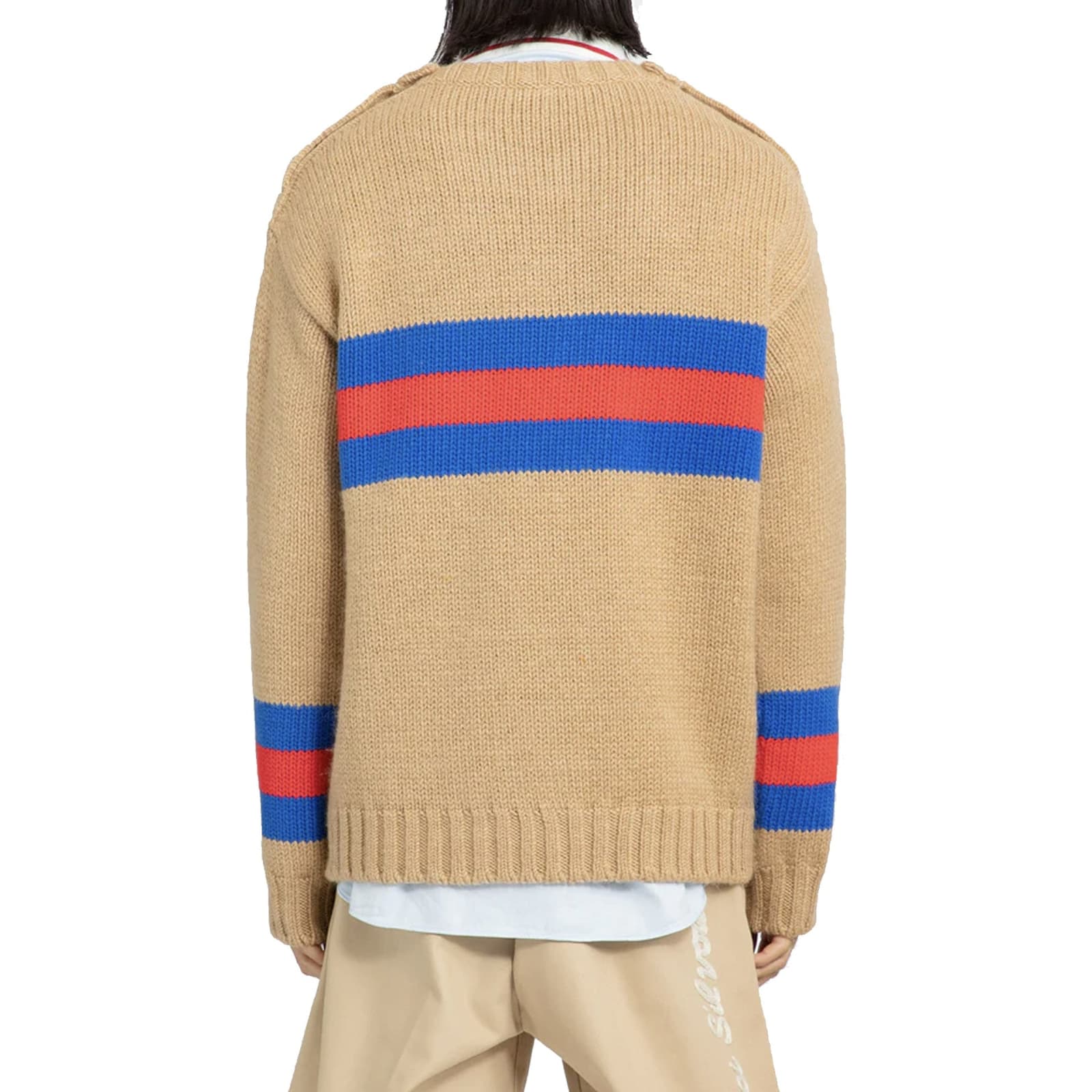 Shop Gucci Striped Jumper In Brown