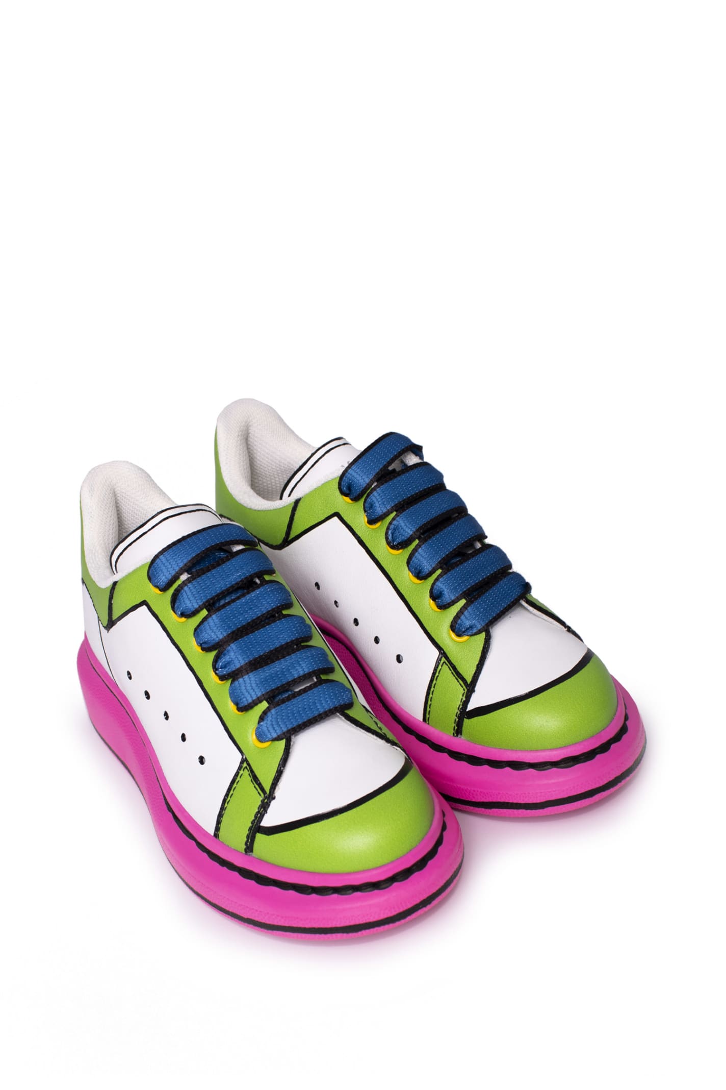 Shop Alexander Mcqueen Leather Sneakers In Multicolor