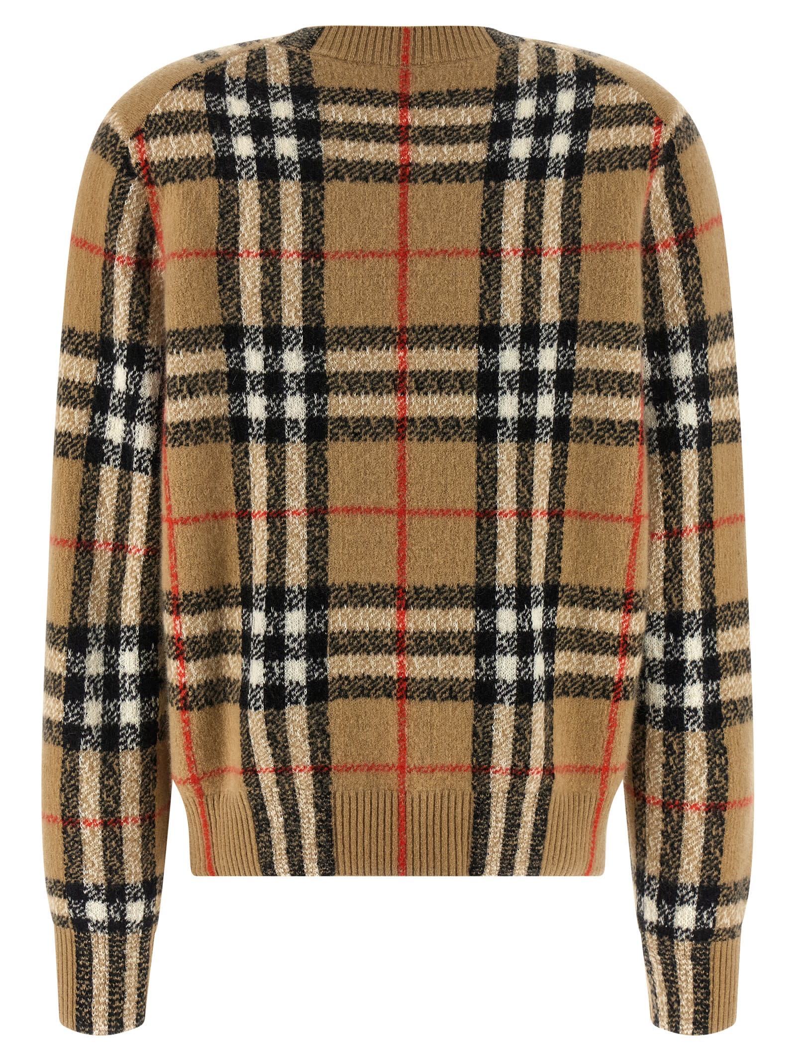Burberry Check Wool And Cashmere Cardigan In Brown