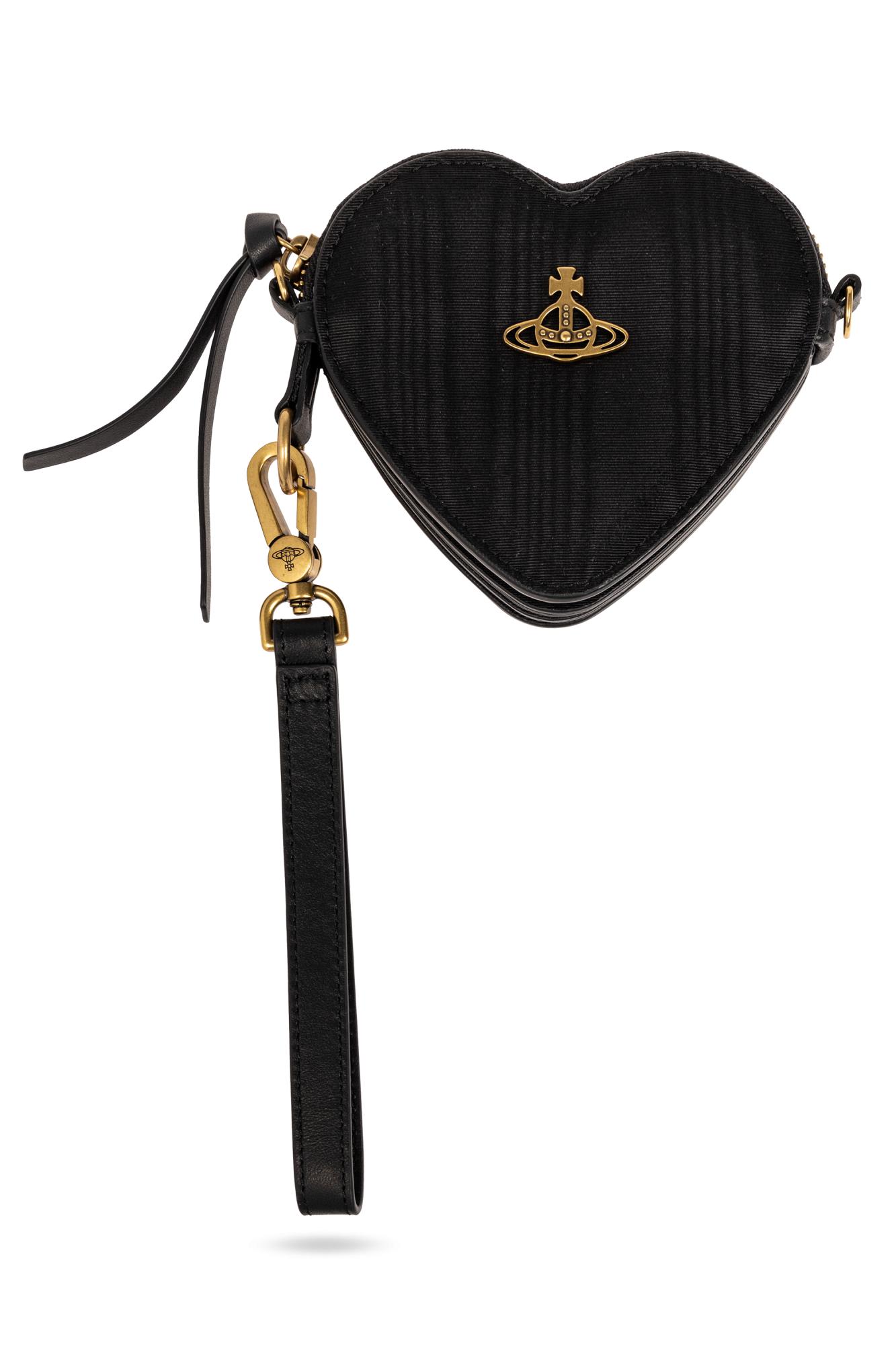 Shop Vivienne Westwood Moire Heart Orb-plaque Mini Crossbody Bag In Black