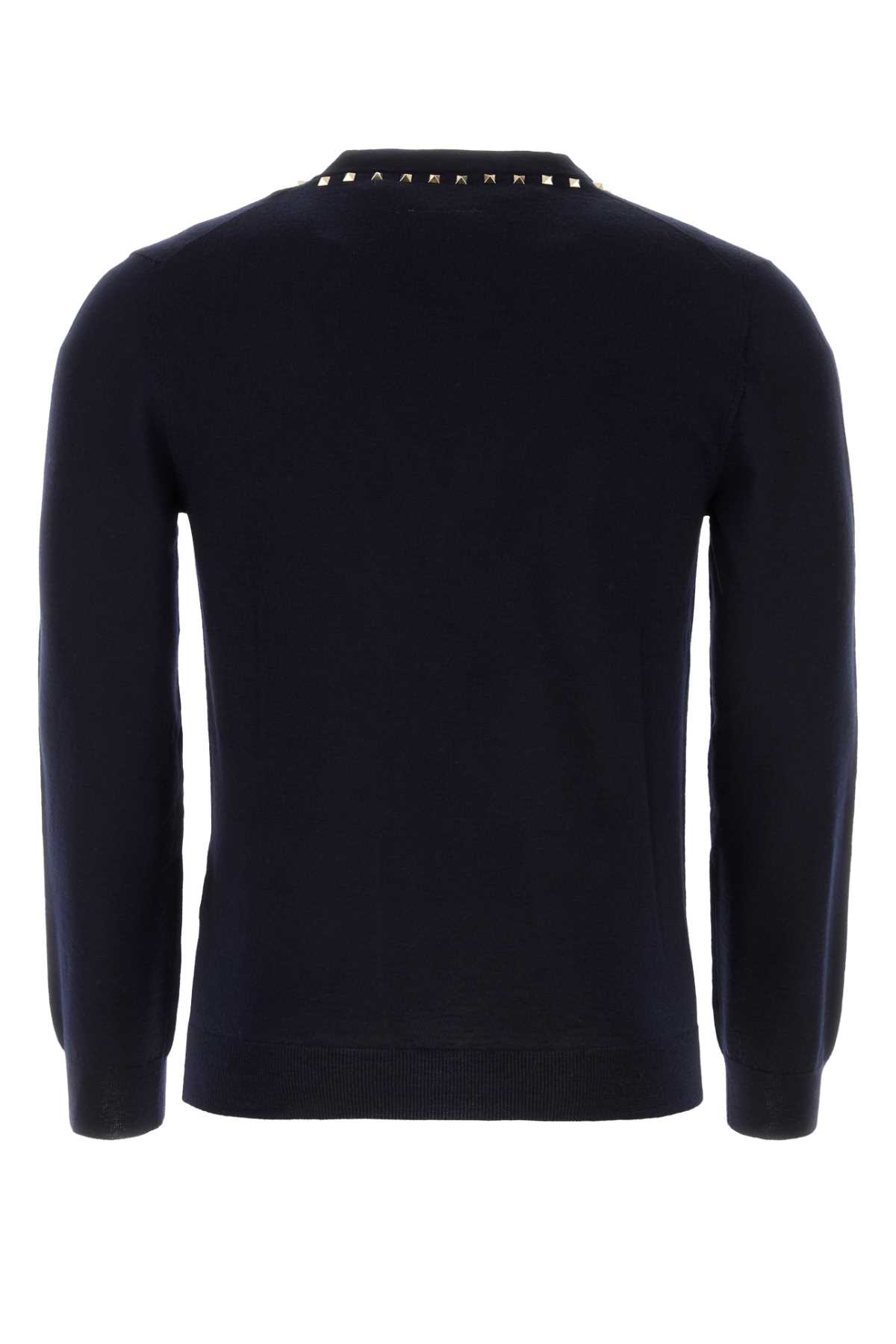 Shop Valentino Midnight Blue Wool Cardigan In Indaco