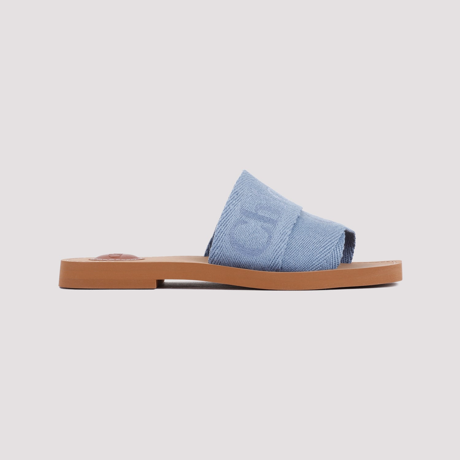 Shop Chloé Woody Flat Mules In Washed Blue