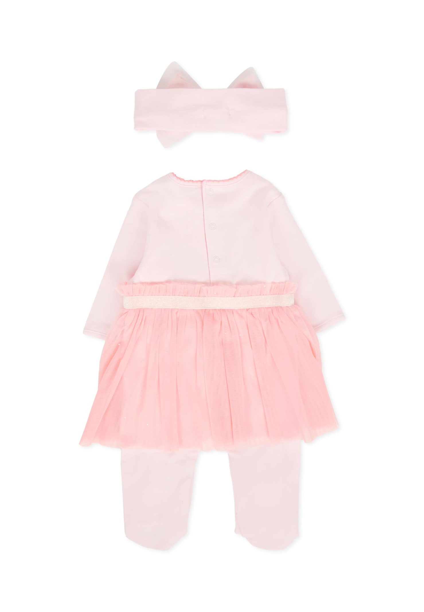 Billieblush Pink Babygrow Set For Baby Girl With Cat In Pink