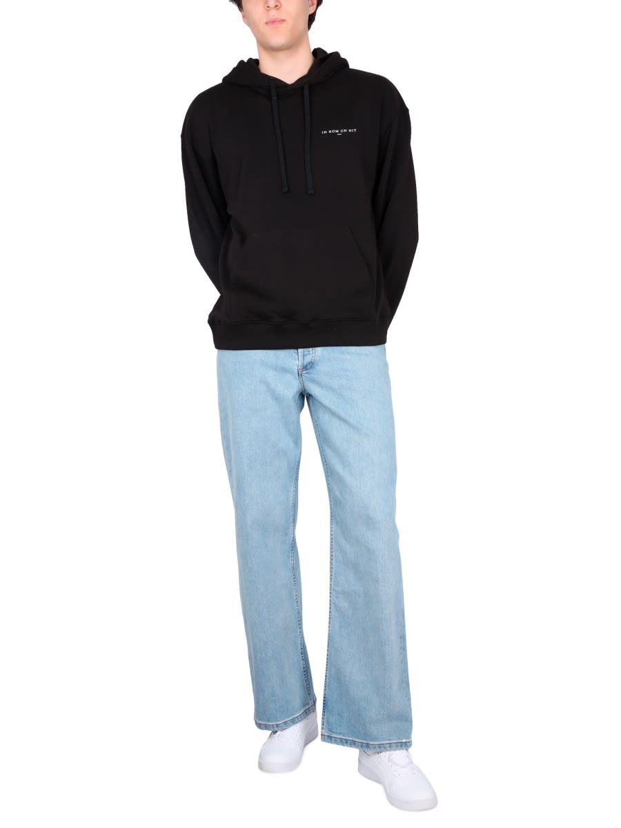 Ih Nom Uh Nit Relaxed Fit Black Hoodie With Graphic Design In Black