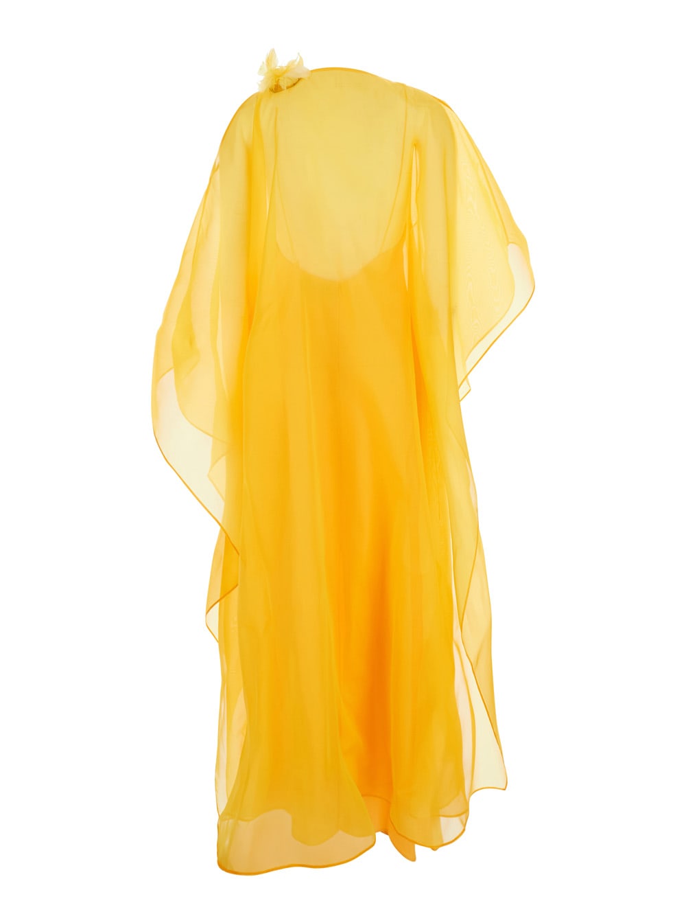 Taller Marmo 'sza' Yellow Caftan With Semi-transparent Design And Flower Detail In Yellow