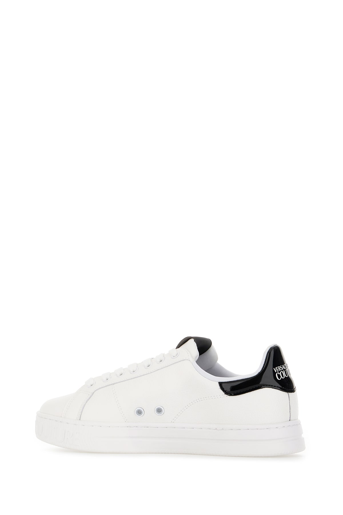 Shop Versace Jeans Couture White Leather Sneakers In White Black