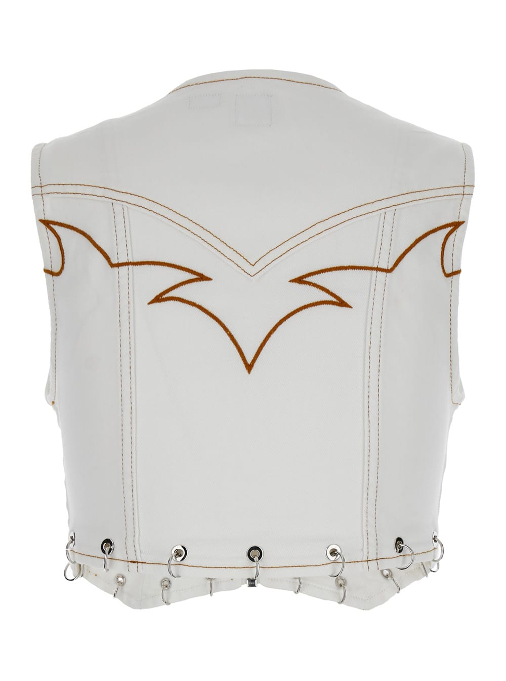 Shop Pinko White Vest With Contrasting Details In Cotton Woman