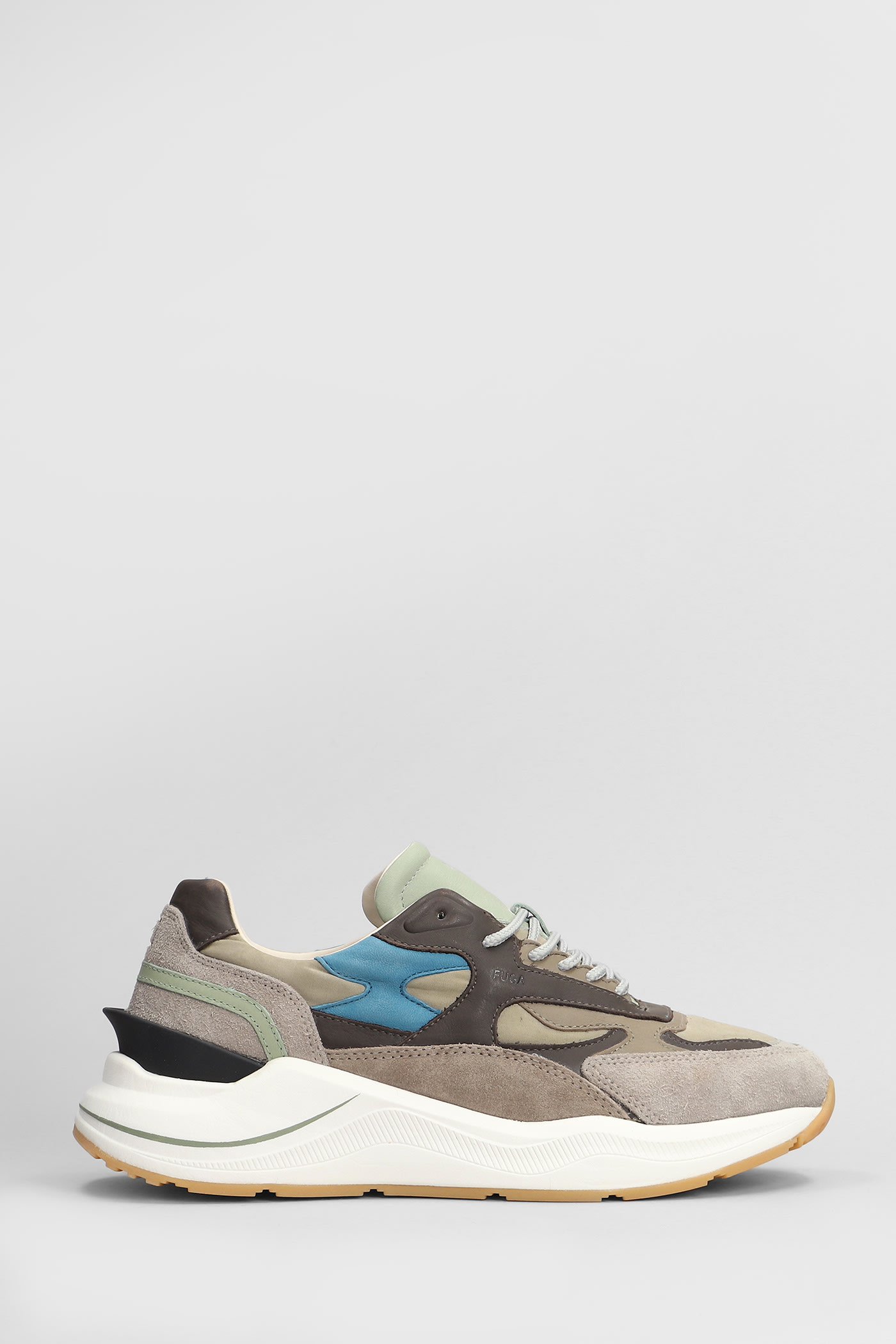 D. A.T. E. Fuga Sneakers In Taupe Suede And Fabric