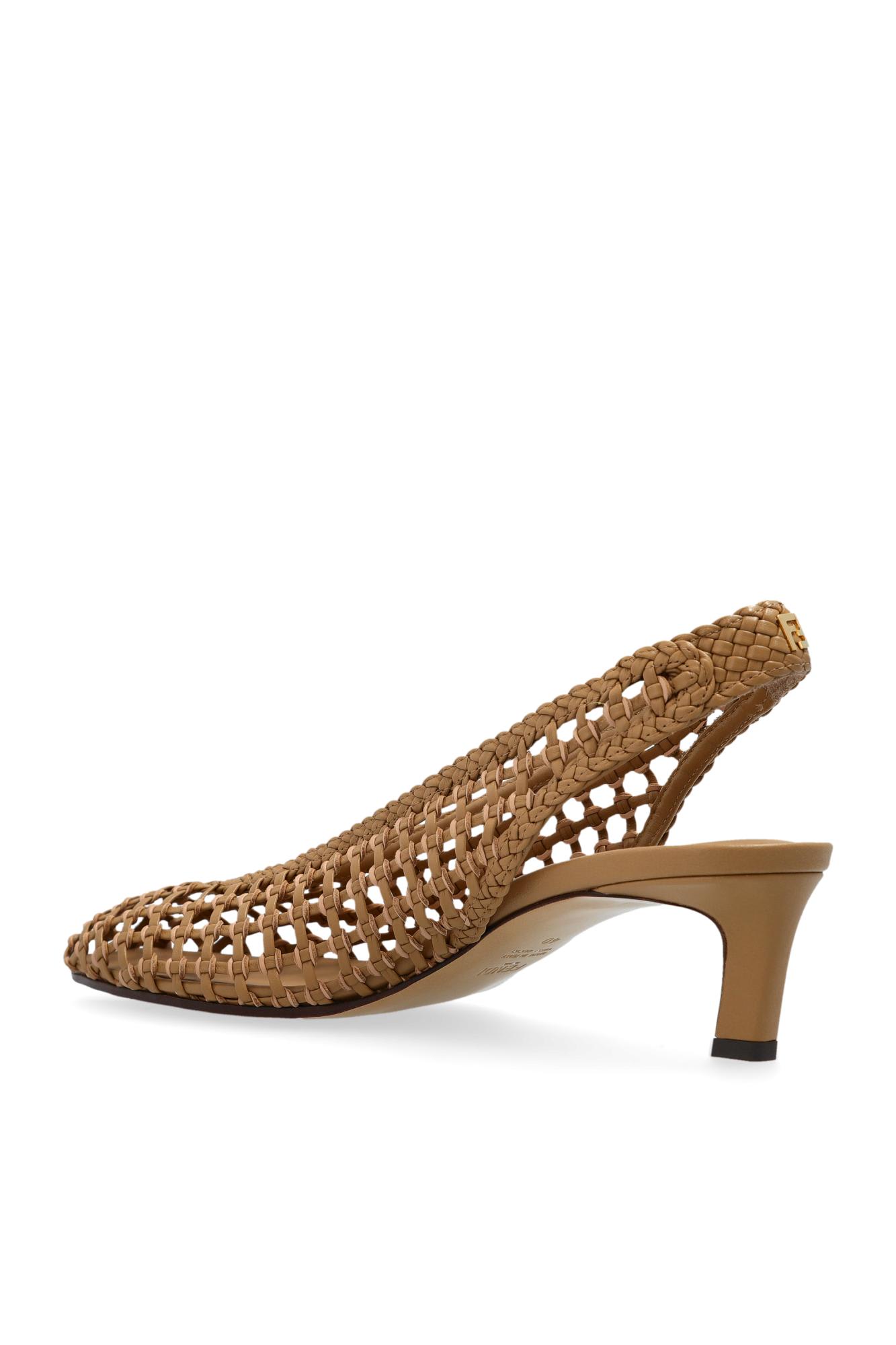 Fendi Scarpe Con Tacco In Pelle Cammello Donna In Camel